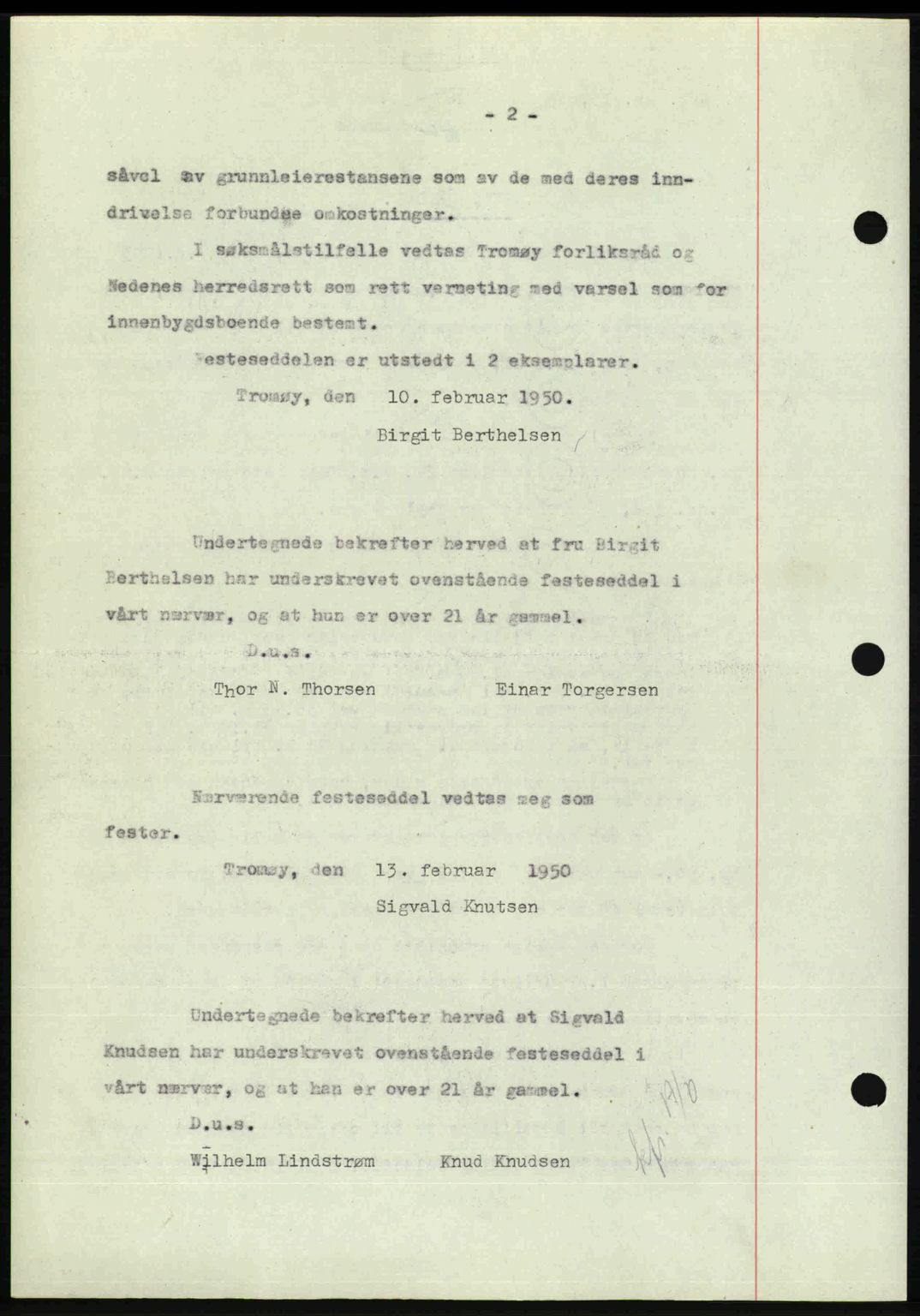 Nedenes sorenskriveri, AV/SAK-1221-0006/G/Gb/Gba/L0062: Pantebok nr. A14, 1949-1950, Dagboknr: 287/1950