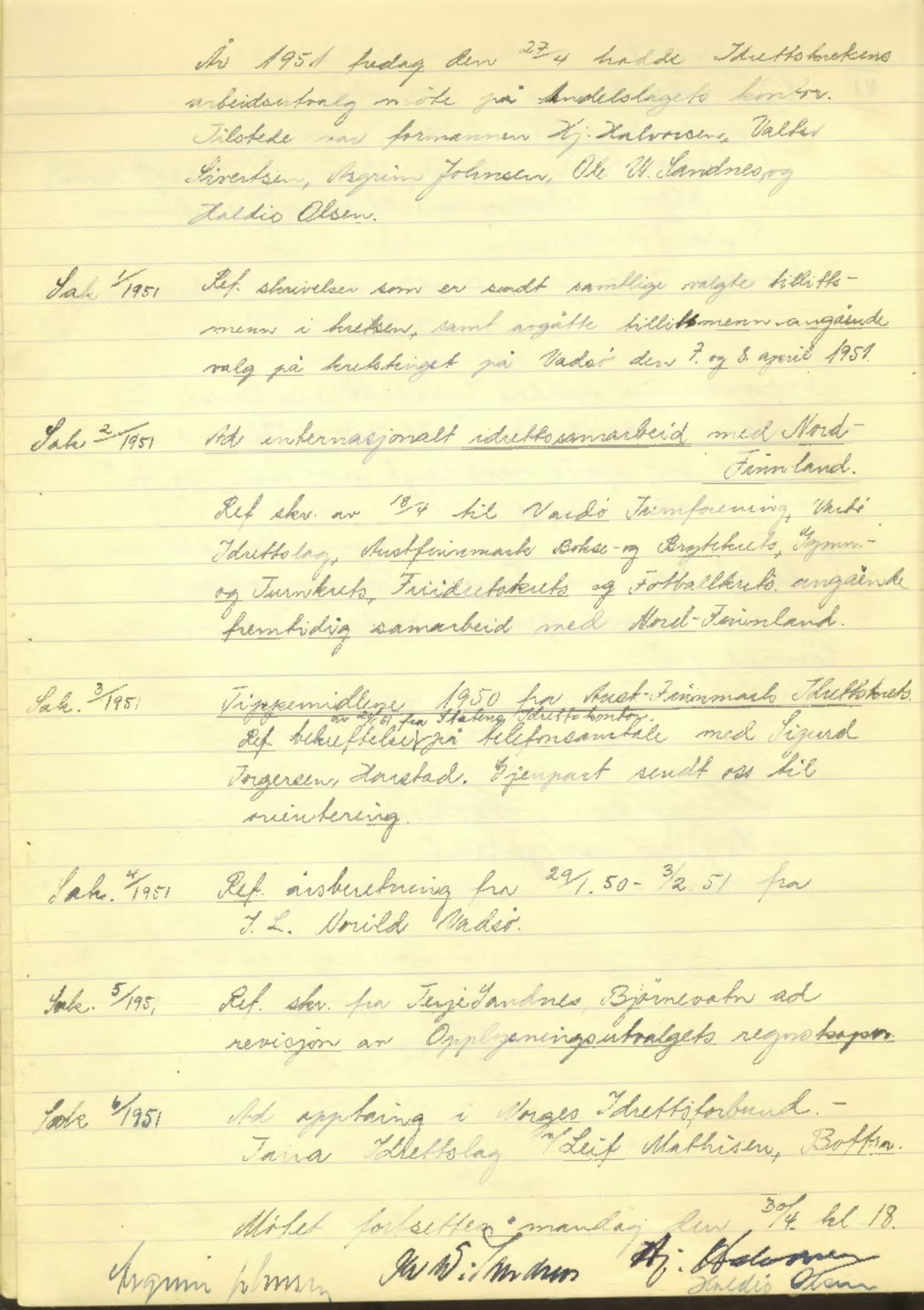 Aust-Finnmark Idrettskrets , FMFB/A-1041/A/L0002: Møteprotokoll for  styre, ting og arbeidsutvalg, 1951-1954, s. 17