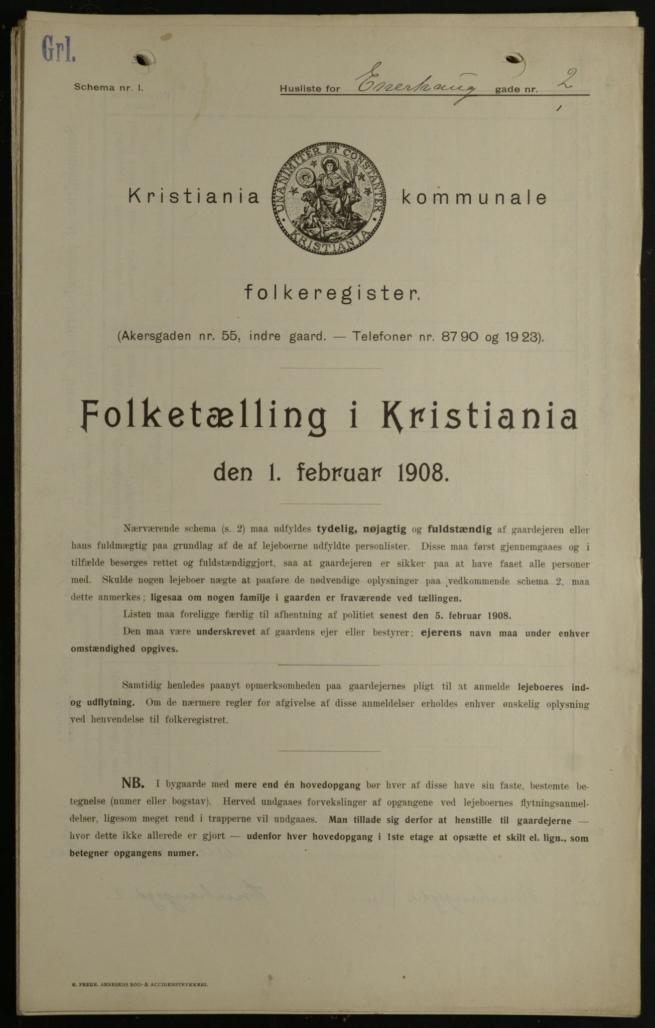 OBA, Kommunal folketelling 1.2.1908 for Kristiania kjøpstad, 1908, s. 19590