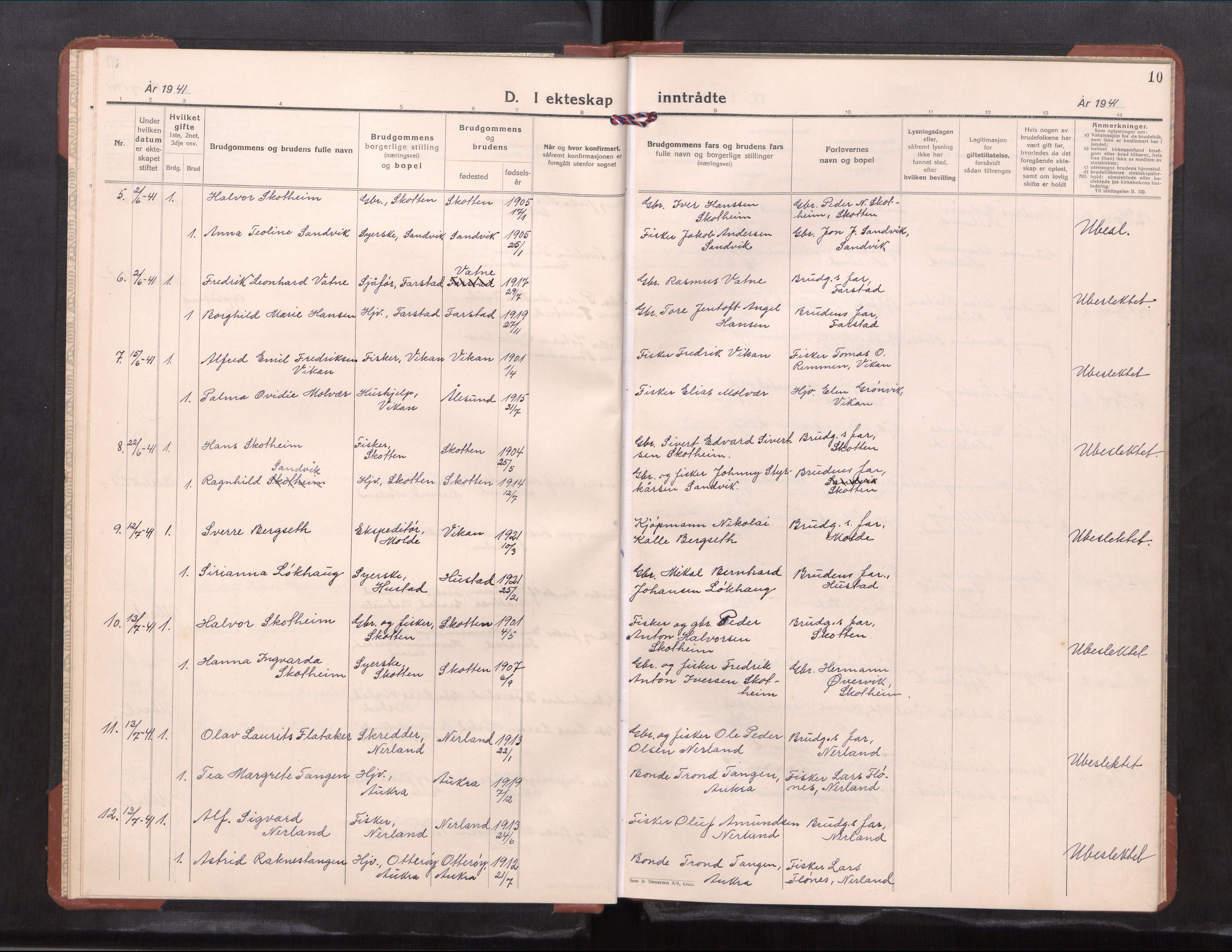 Ministerialprotokoller, klokkerbøker og fødselsregistre - Møre og Romsdal, AV/SAT-A-1454/567/L0787: Klokkerbok nr. 567---, 1939-1954, s. 10