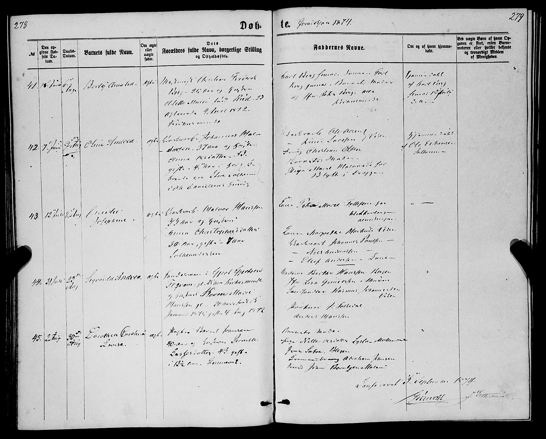 St. Jørgens hospital og Årstad sokneprestembete, AV/SAB-A-99934: Ministerialbok nr. A 6, 1870-1878, s. 278-279