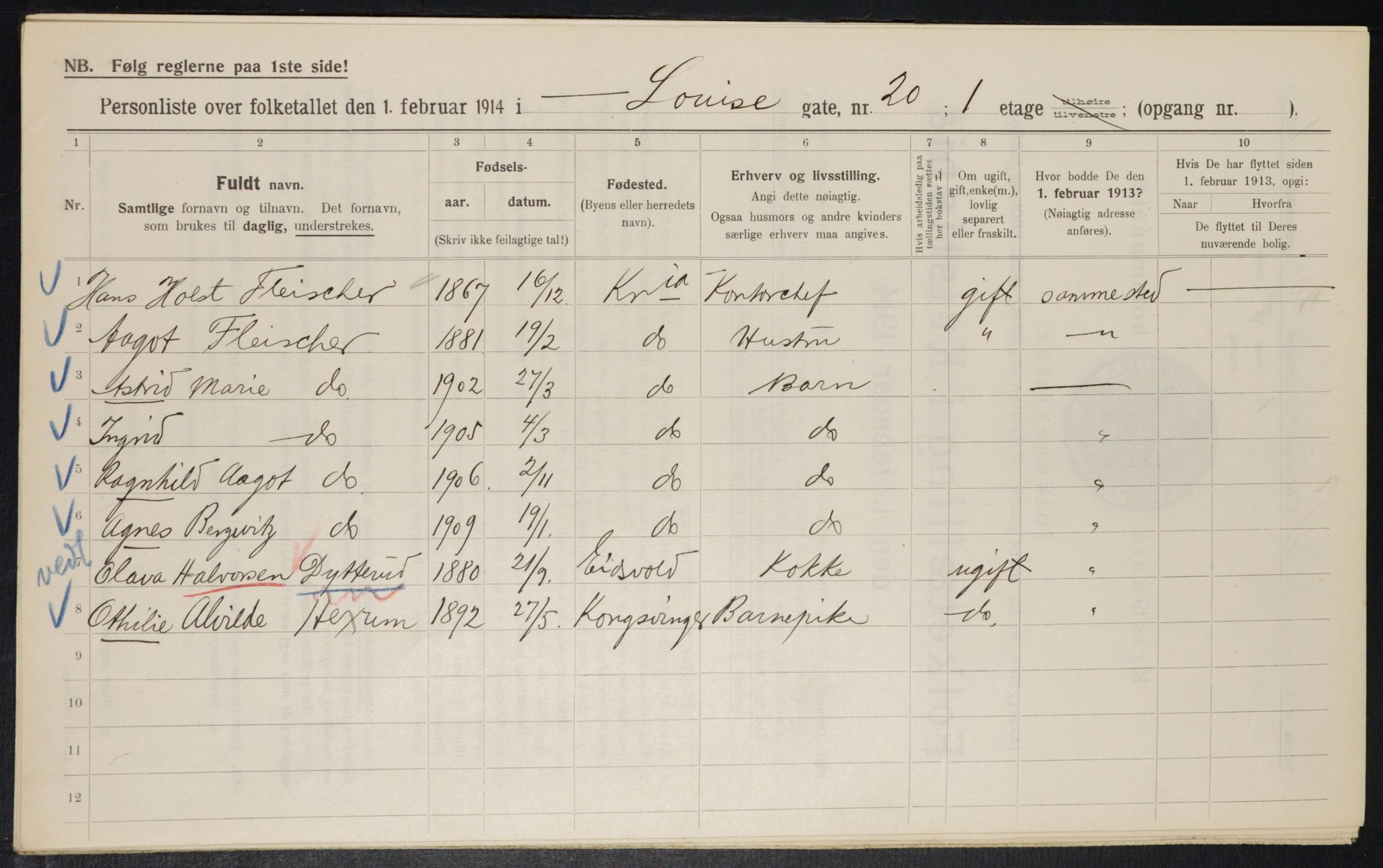 OBA, Kommunal folketelling 1.2.1914 for Kristiania, 1914, s. 58334