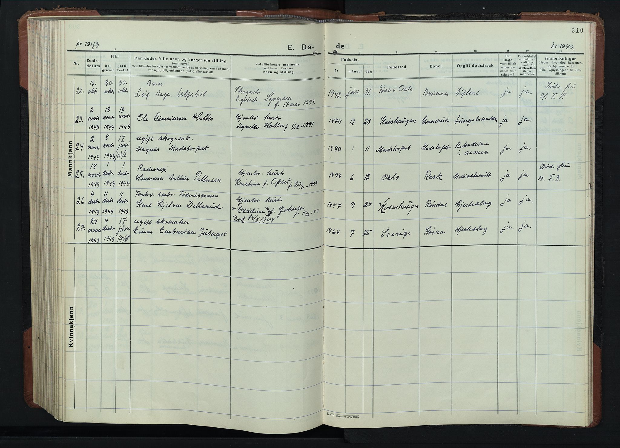 Våler prestekontor, Hedmark, AV/SAH-PREST-040/H/Ha/Hab/L0006: Klokkerbok nr. 6, 1932-1956, s. 310