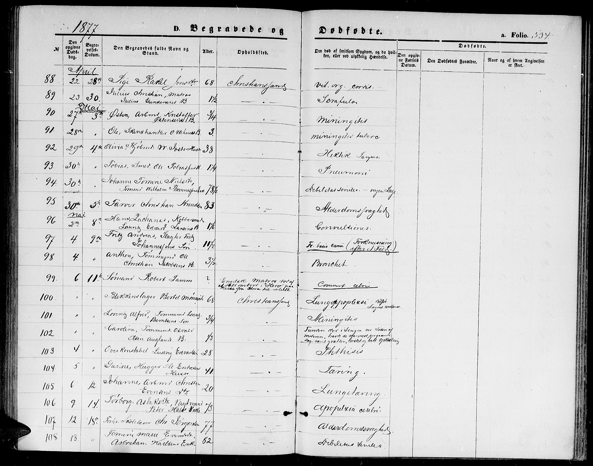 Kristiansand domprosti, AV/SAK-1112-0006/F/Fb/L0013: Klokkerbok nr. B 13, 1871-1880, s. 534