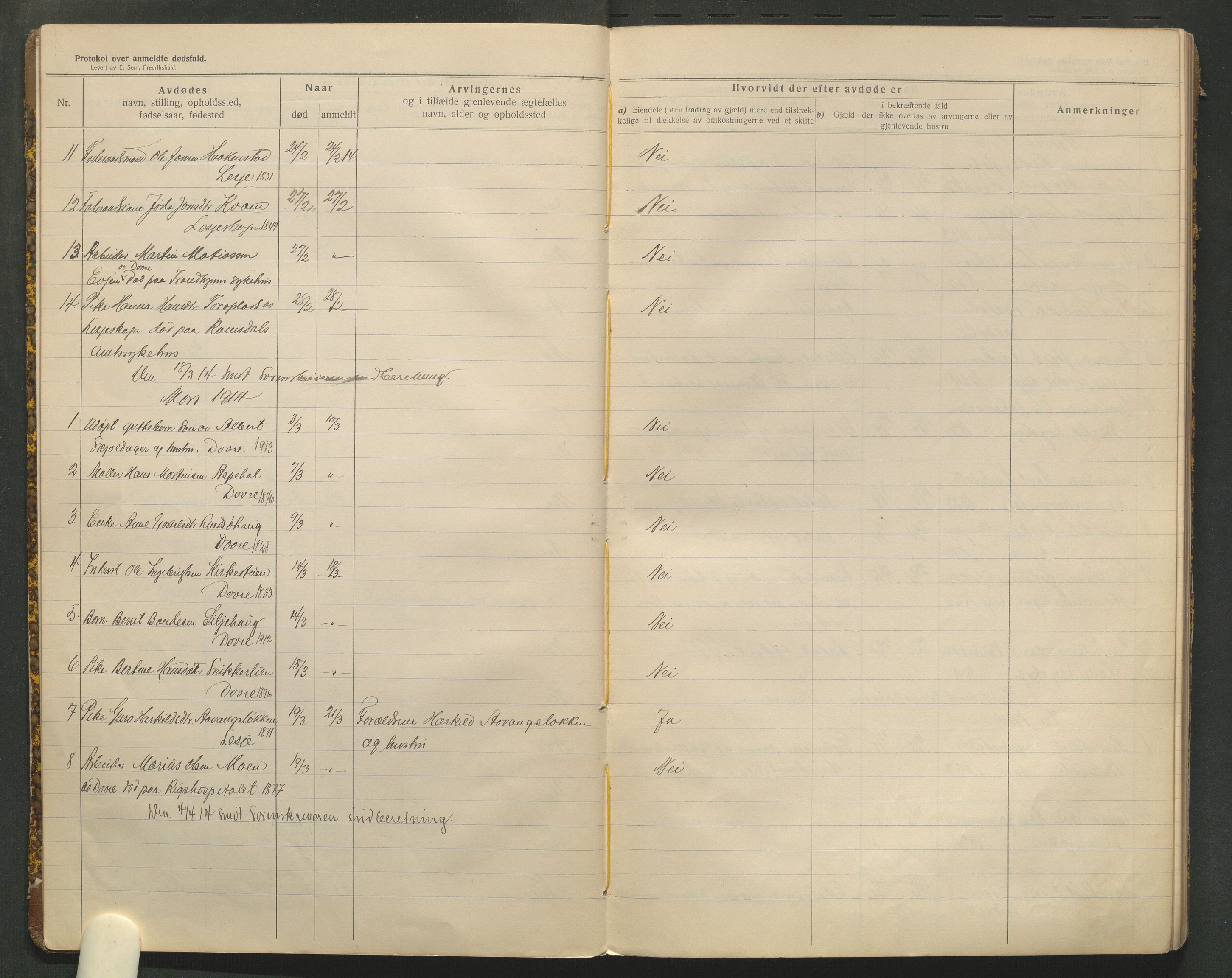 Lesja og Dovre lensmannskontor, AV/SAH-PGL-004/H/Ha/L0001/0004: Dødsfallsprotokoller / Dødsfallsprotokoll, 1914-1926