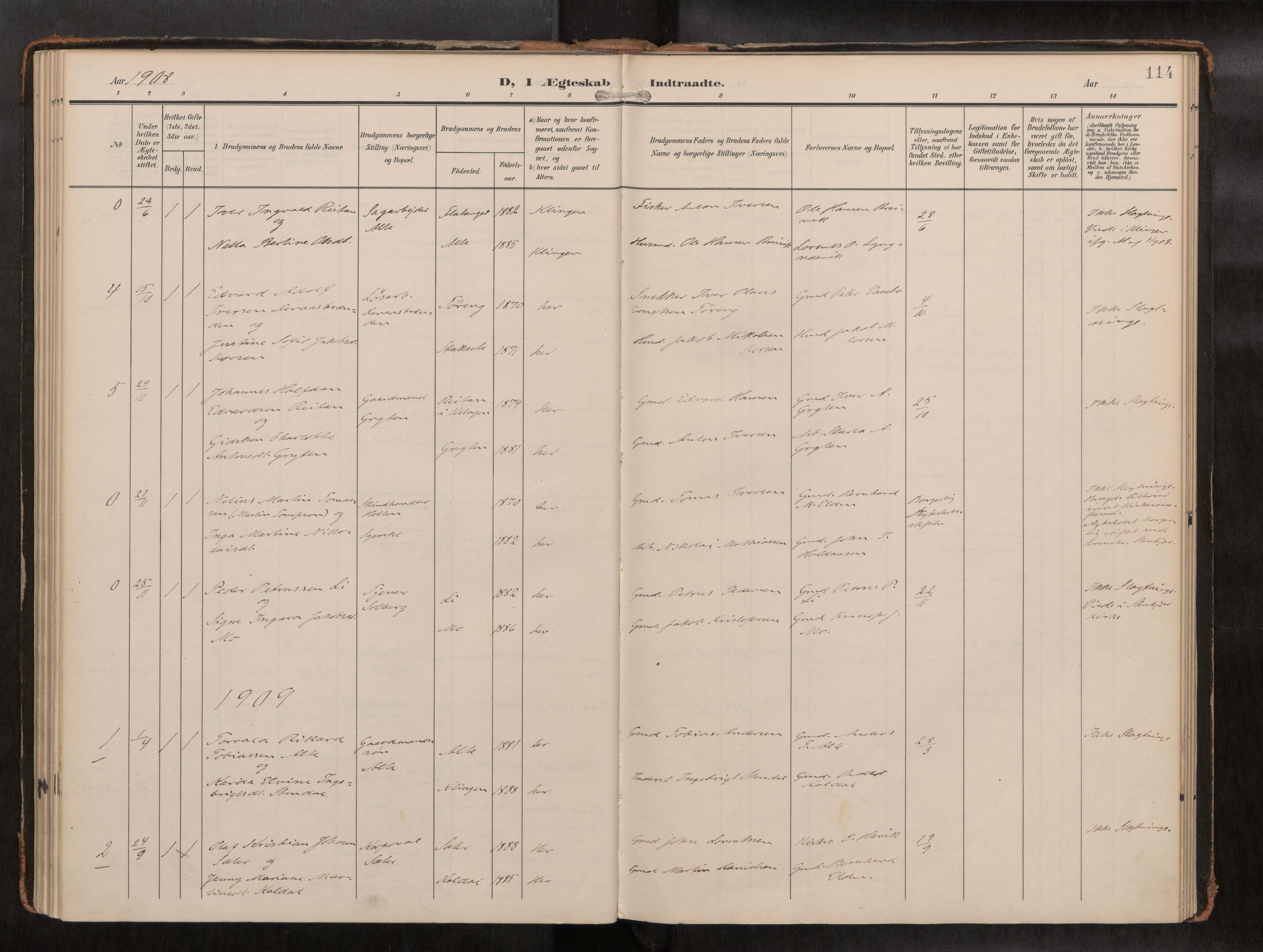 Ministerialprotokoller, klokkerbøker og fødselsregistre - Nord-Trøndelag, SAT/A-1458/742/L0409a: Ministerialbok nr. 742A03, 1906-1924, s. 114
