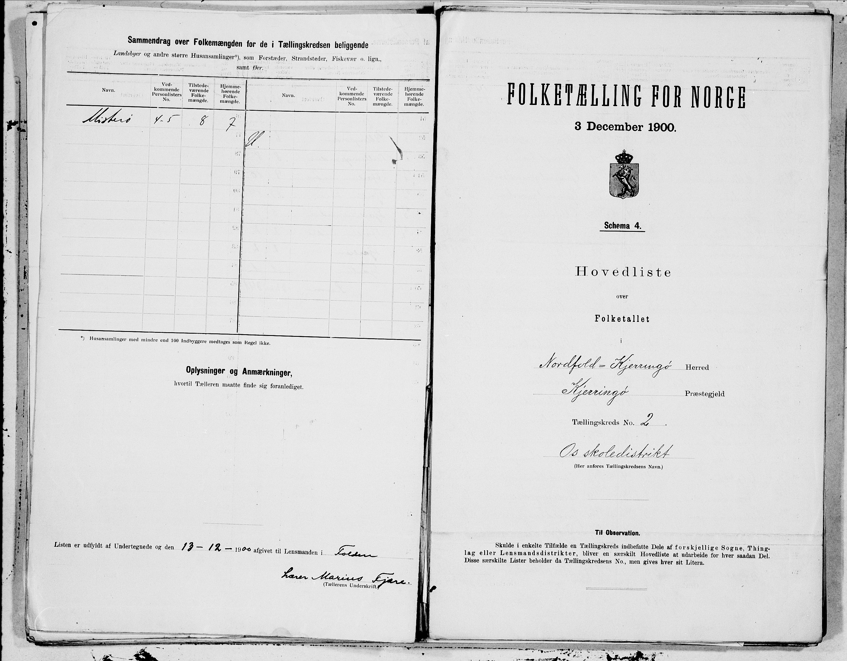 SAT, Folketelling 1900 for 1846 Nordfold-Kjerringøy herred, 1900, s. 4