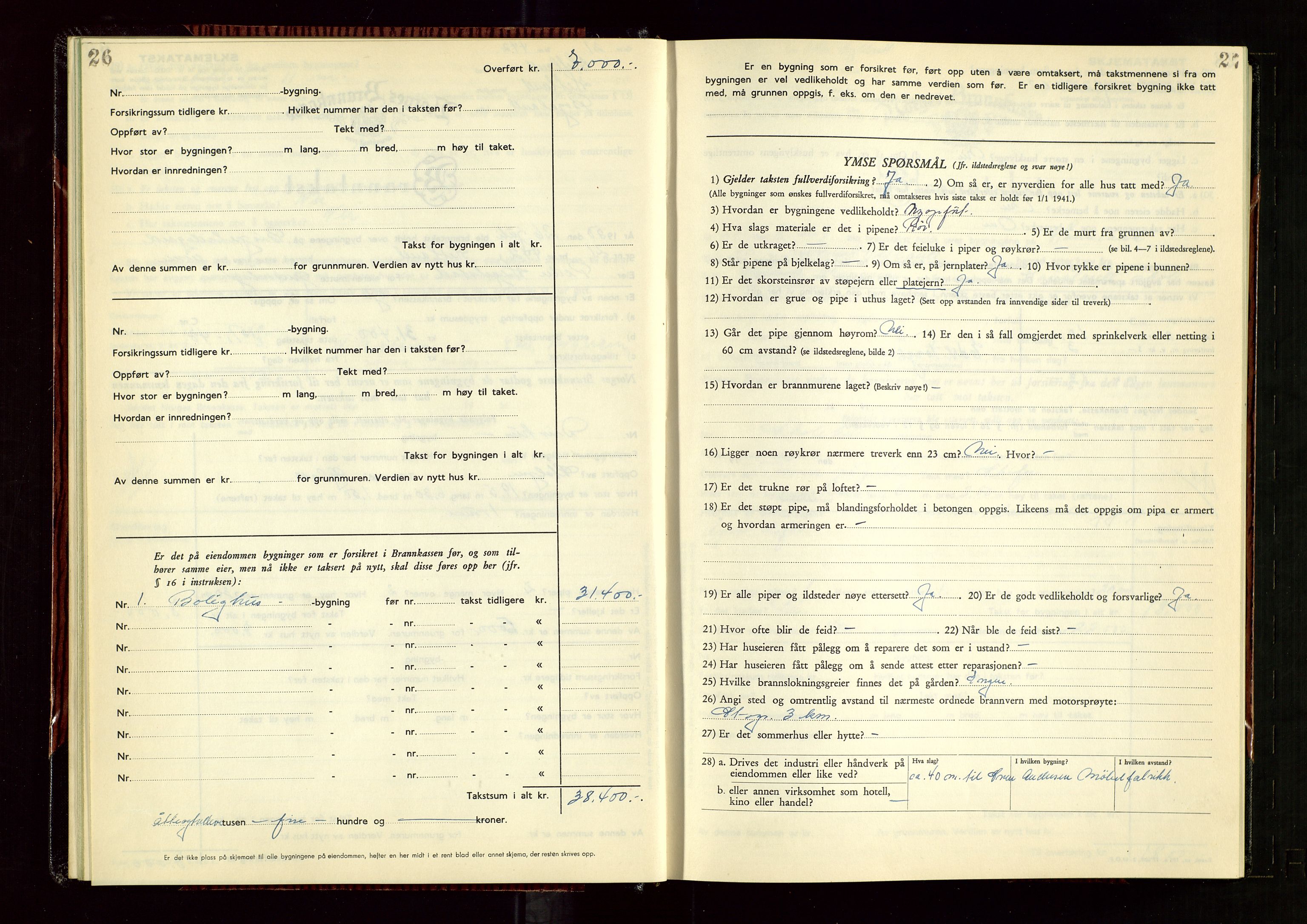 Hetland lensmannskontor, AV/SAST-A-100101/Gob/L0008: "Branntakstprotokoll", 1949-1953, s. 26-27