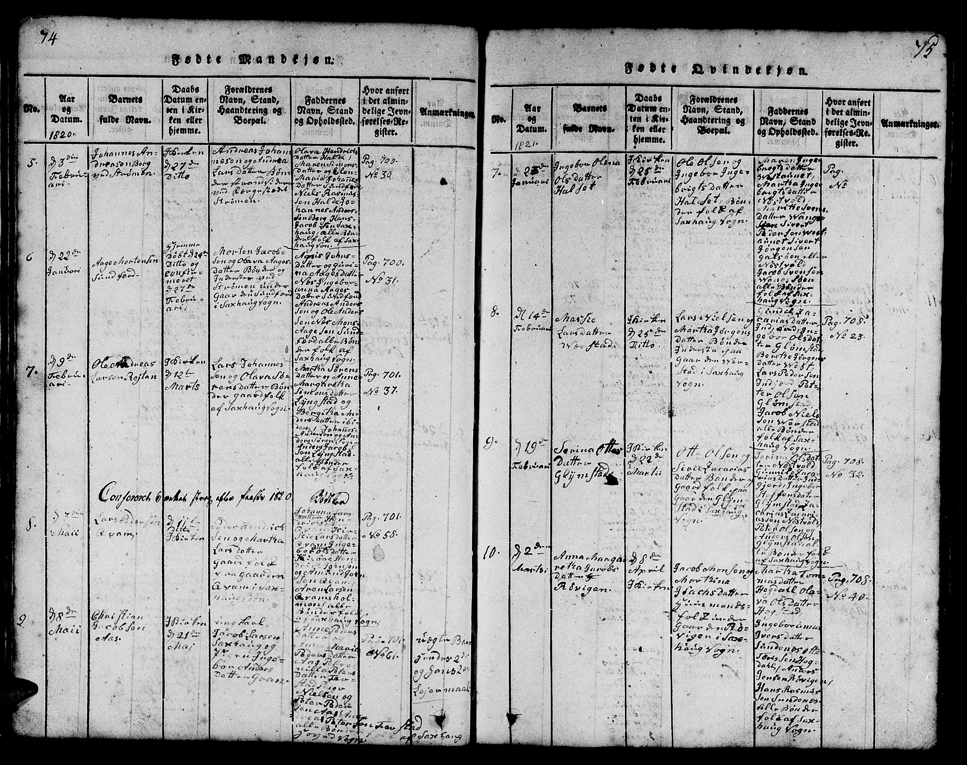 Ministerialprotokoller, klokkerbøker og fødselsregistre - Nord-Trøndelag, SAT/A-1458/730/L0298: Klokkerbok nr. 730C01, 1816-1849, s. 74-75