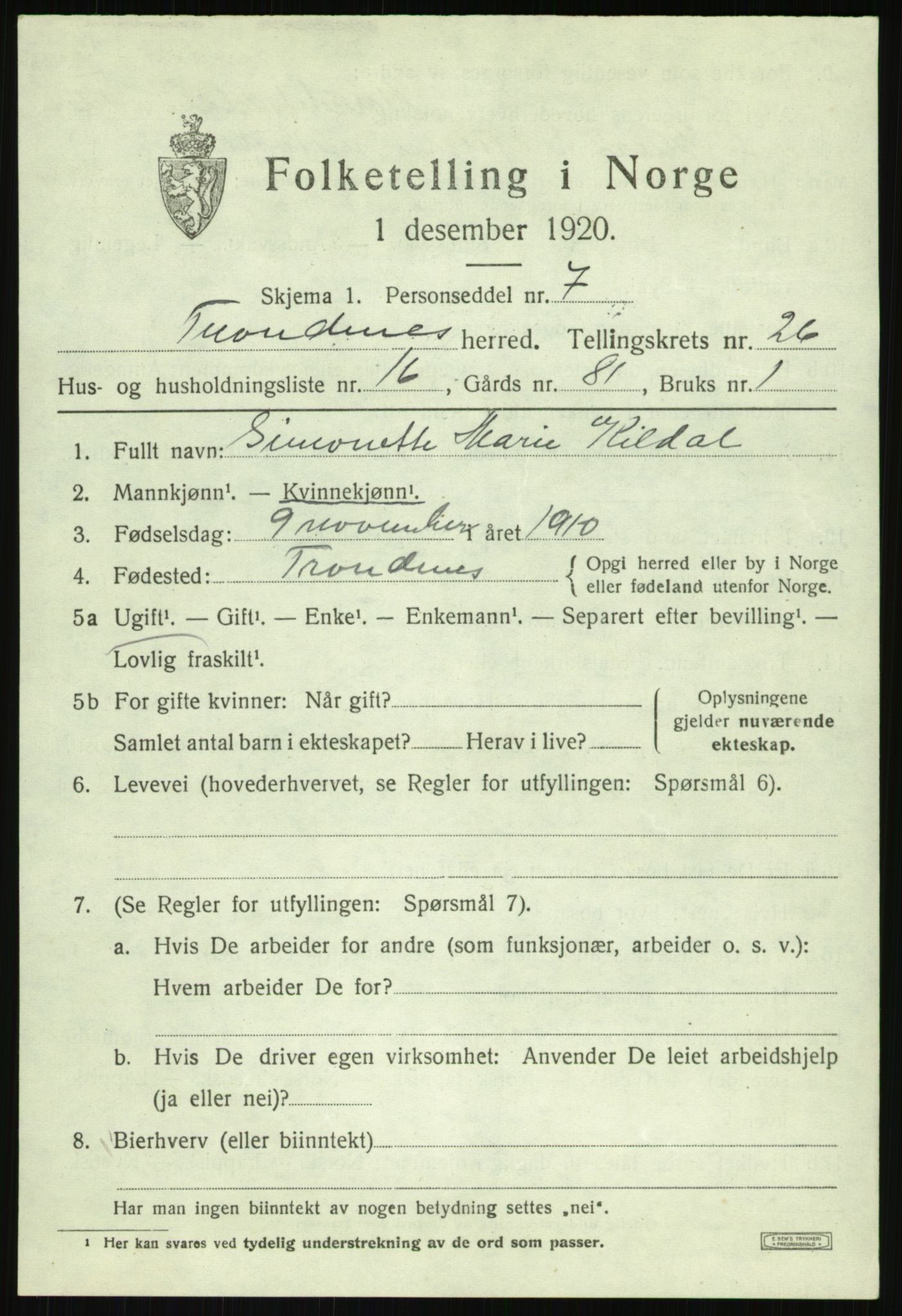 SATØ, Folketelling 1920 for 1914 Trondenes herred, 1920, s. 19042