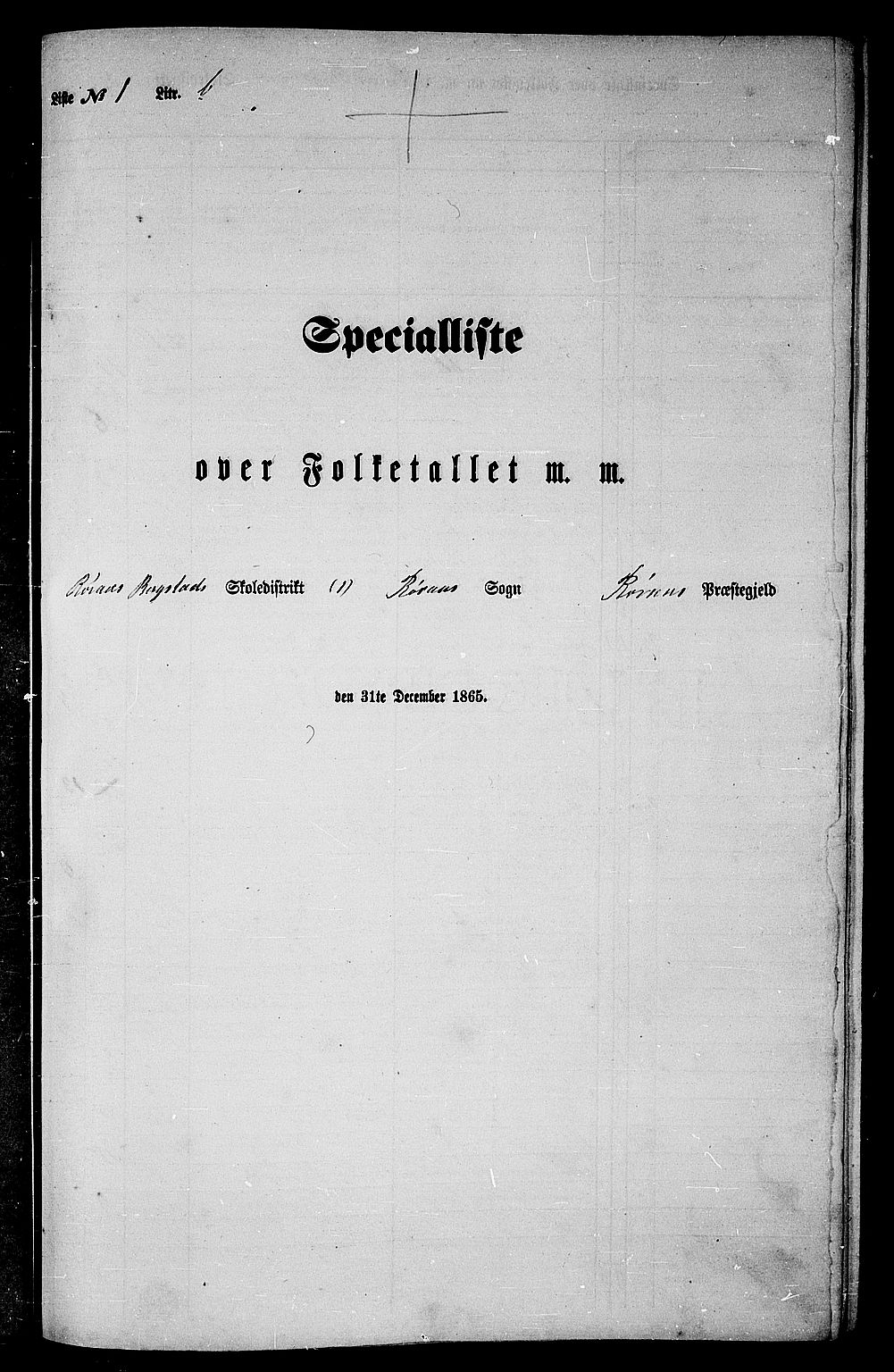 RA, Folketelling 1865 for 1640P Røros prestegjeld, 1865, s. 27