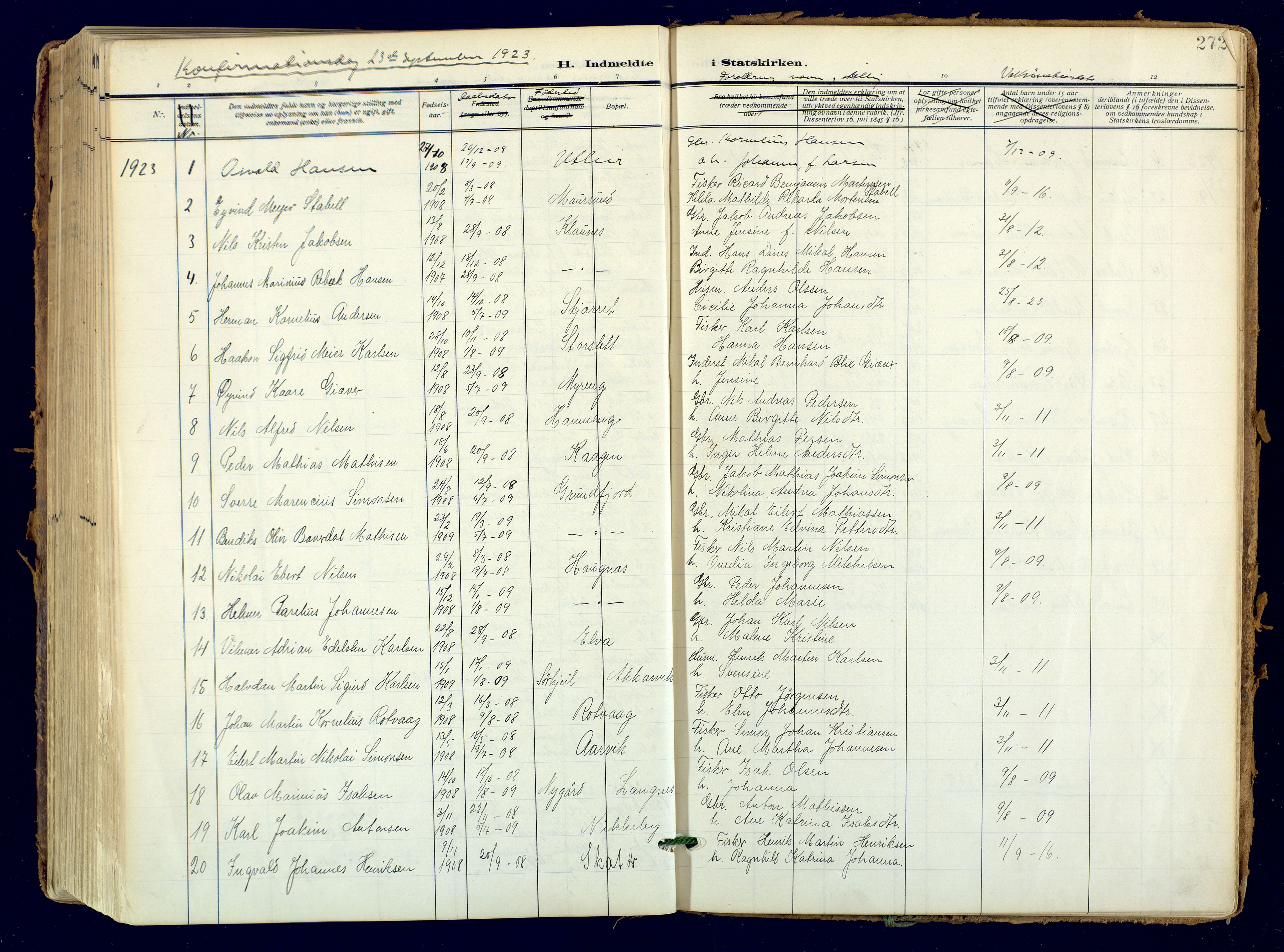 Skjervøy sokneprestkontor, AV/SATØ-S-1300/H/Ha/Haa: Ministerialbok nr. 18, 1910-1926, s. 272