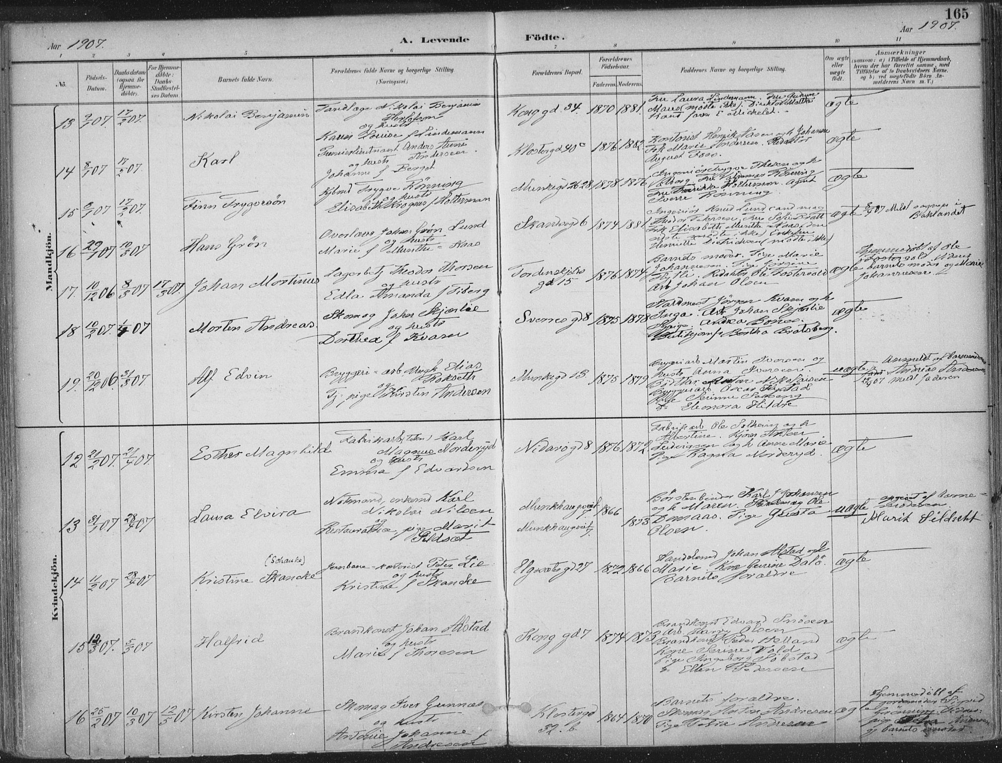 Ministerialprotokoller, klokkerbøker og fødselsregistre - Sør-Trøndelag, SAT/A-1456/601/L0062: Ministerialbok nr. 601A30, 1891-1911, s. 165