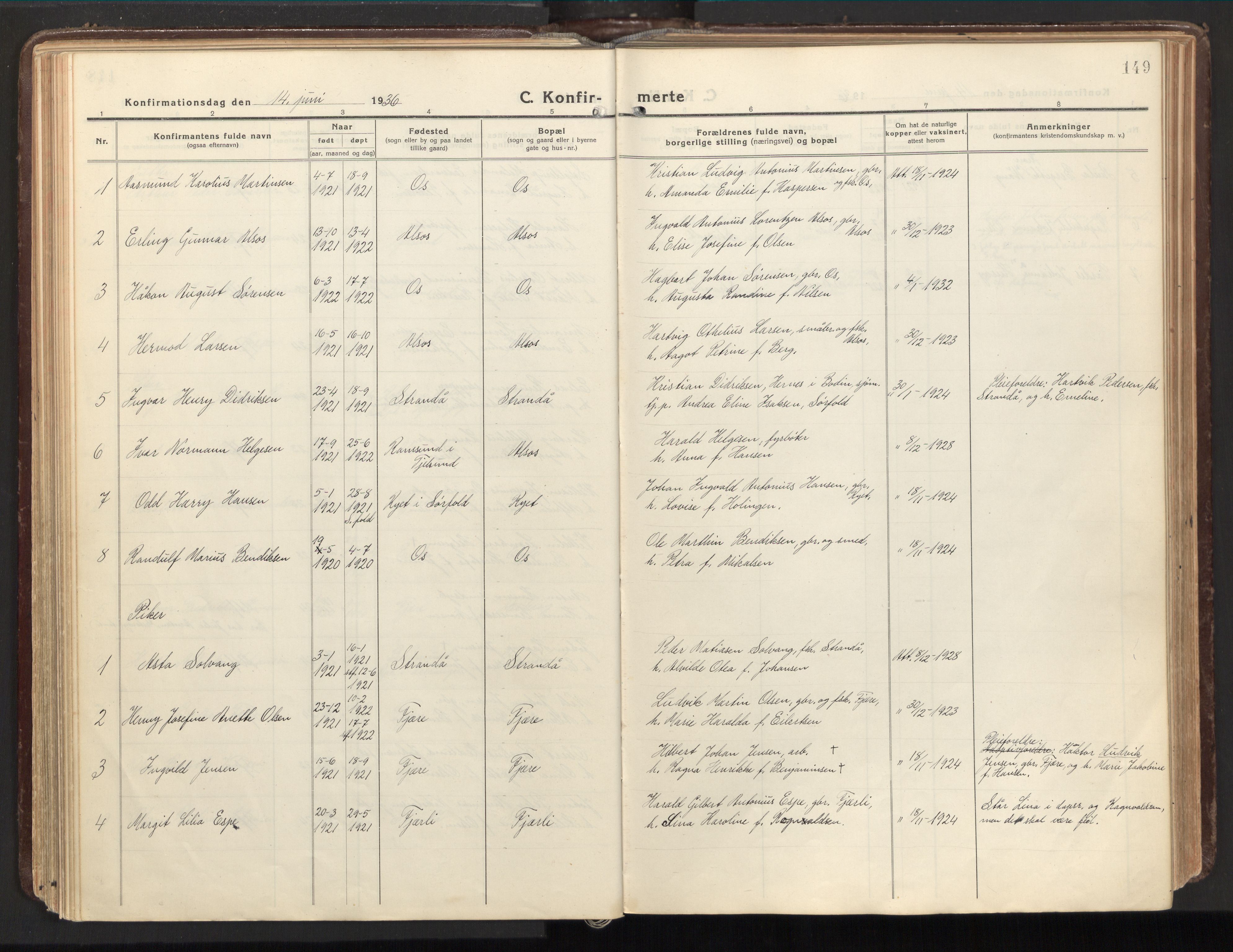 Ministerialprotokoller, klokkerbøker og fødselsregistre - Nordland, AV/SAT-A-1459/803/L0073: Ministerialbok nr. 803A03, 1920-1955, s. 149