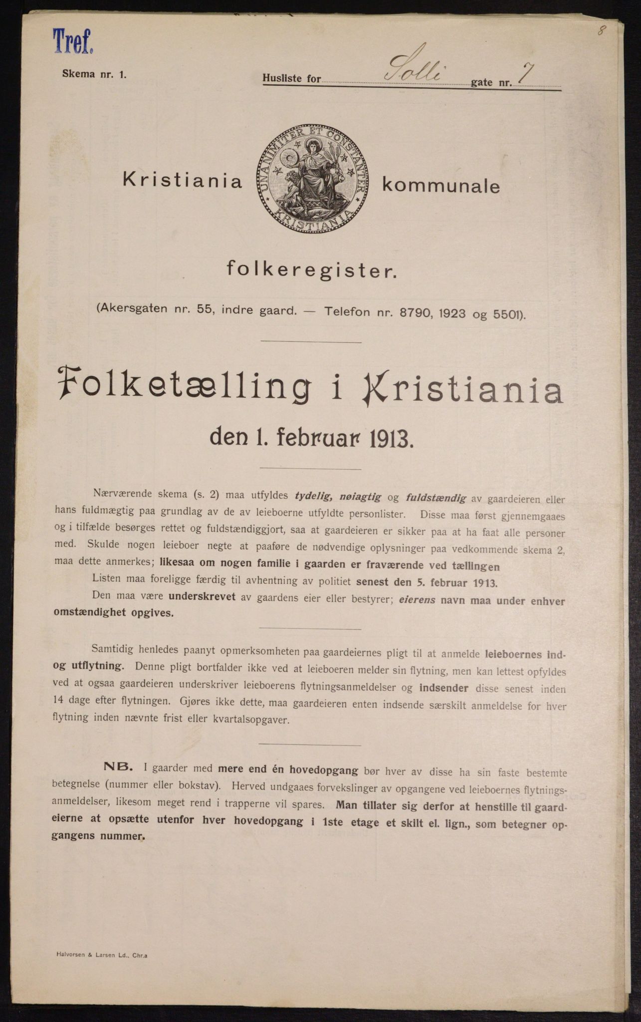 OBA, Kommunal folketelling 1.2.1913 for Kristiania, 1913, s. 99720