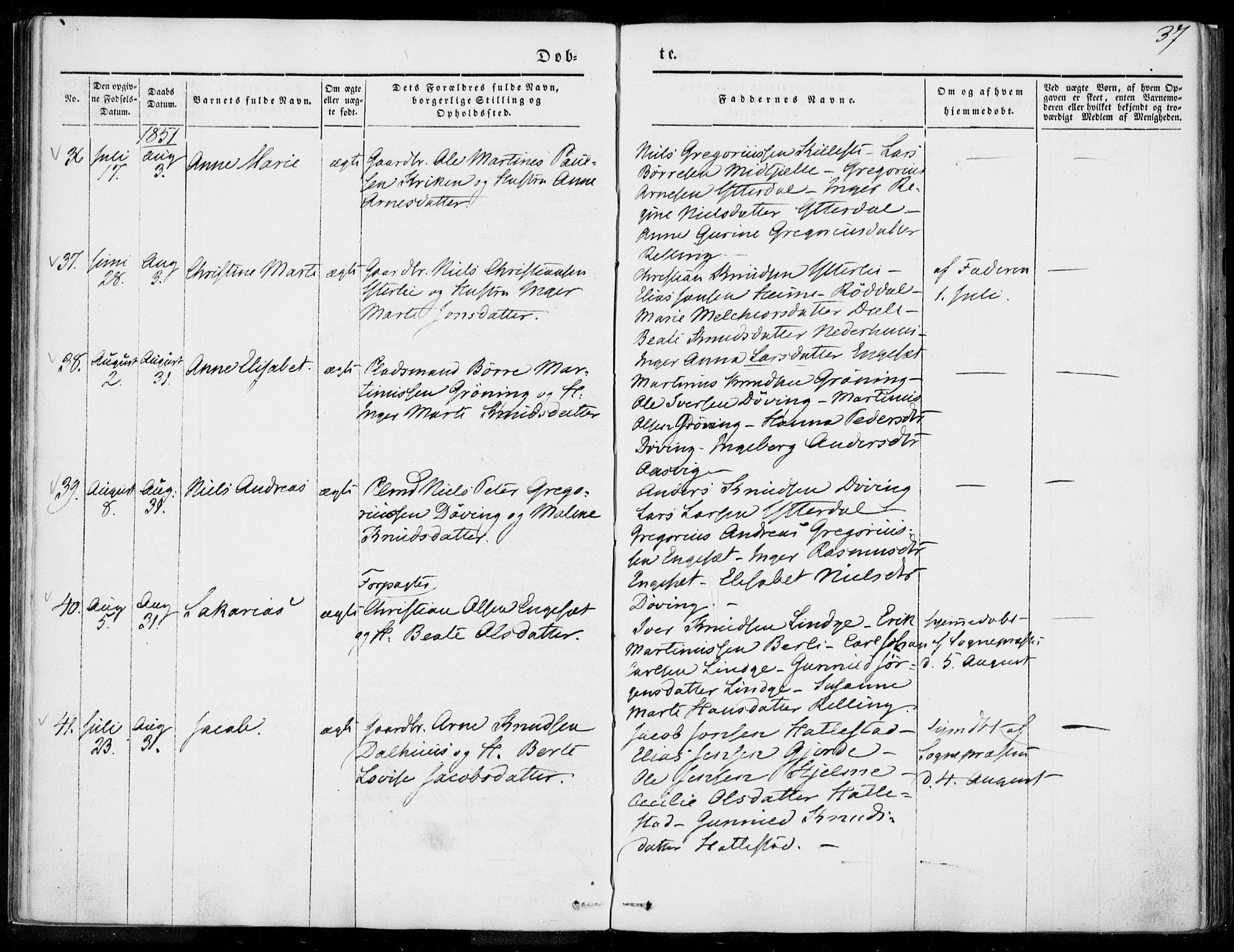 Ministerialprotokoller, klokkerbøker og fødselsregistre - Møre og Romsdal, AV/SAT-A-1454/519/L0249: Ministerialbok nr. 519A08, 1846-1868, s. 37