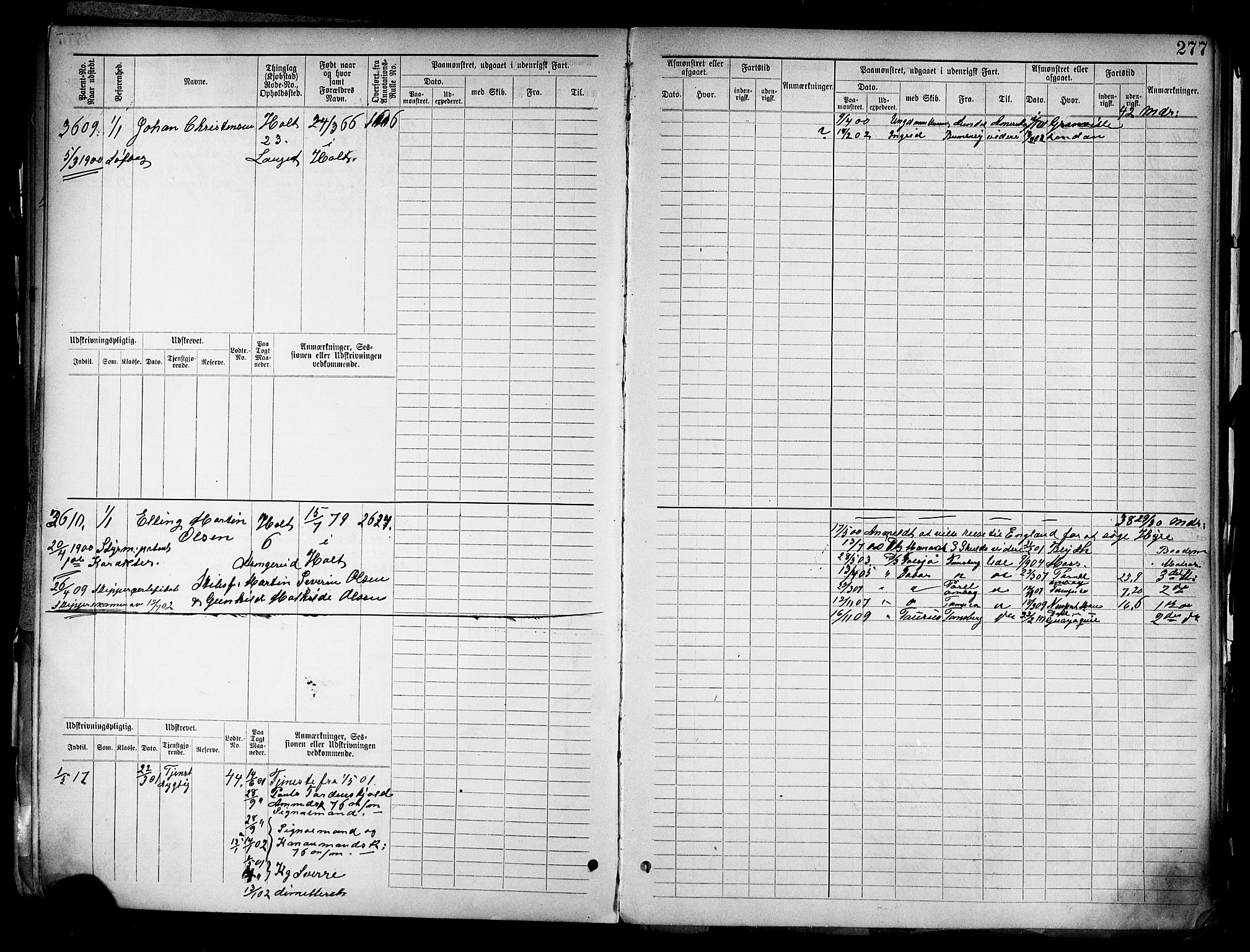 Tvedestrand mønstringskrets, AV/SAK-2031-0011/F/Fb/L0019: Hovedrulle nr 3057-3818, U-35, 1892-1906, s. 285