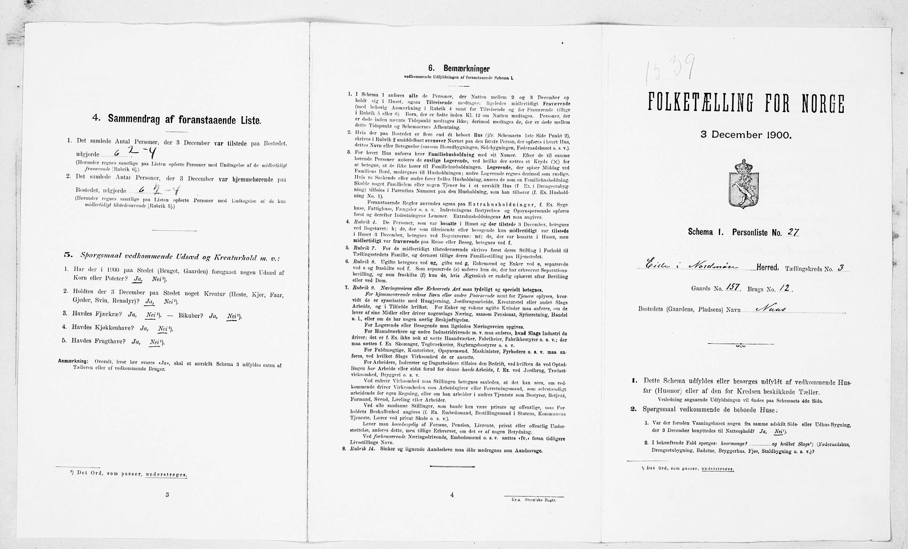 SAT, Folketelling 1900 for 1551 Eide herred, 1900, s. 224