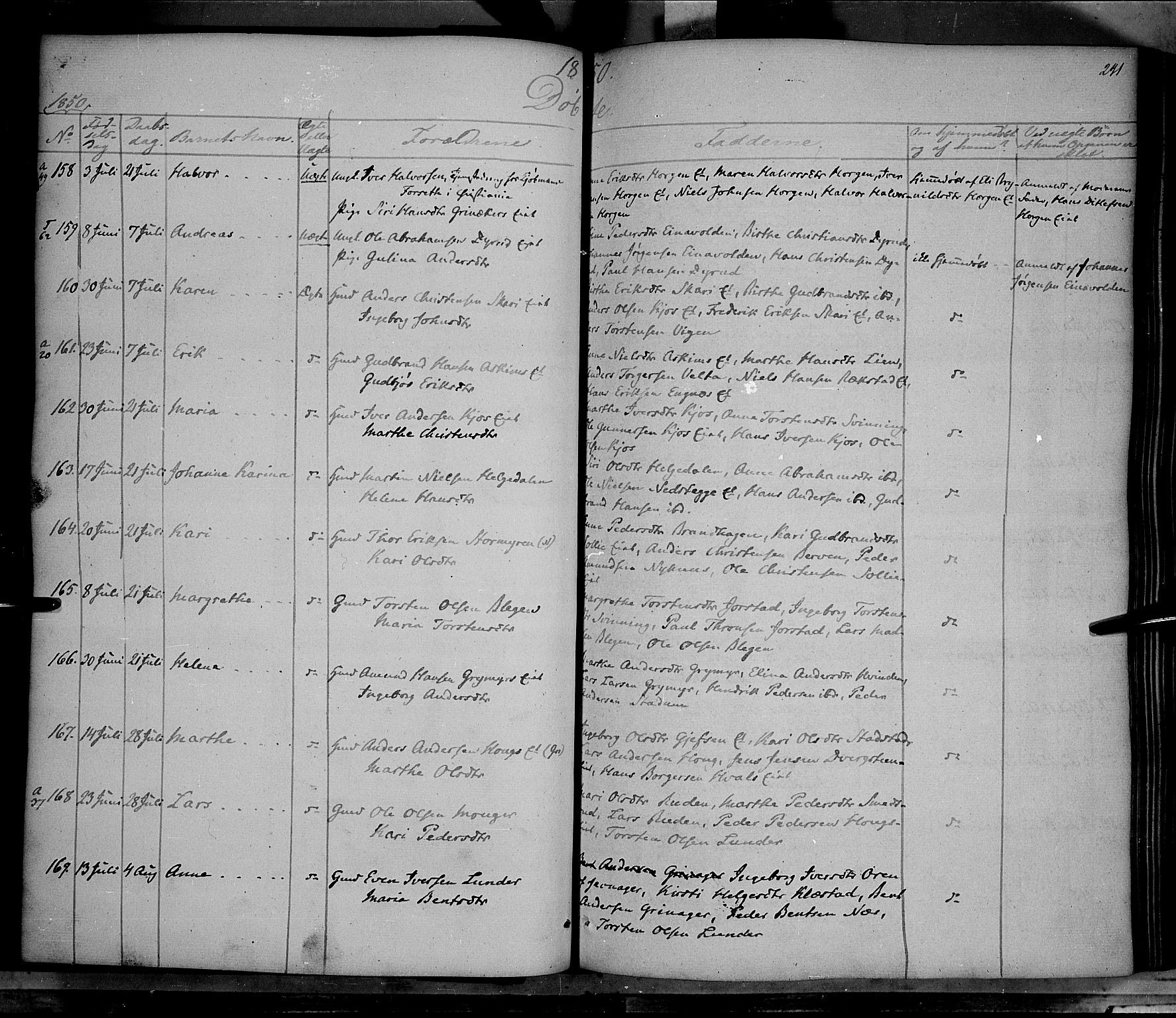 Gran prestekontor, AV/SAH-PREST-112/H/Ha/Haa/L0011: Ministerialbok nr. 11, 1842-1856, s. 240-241