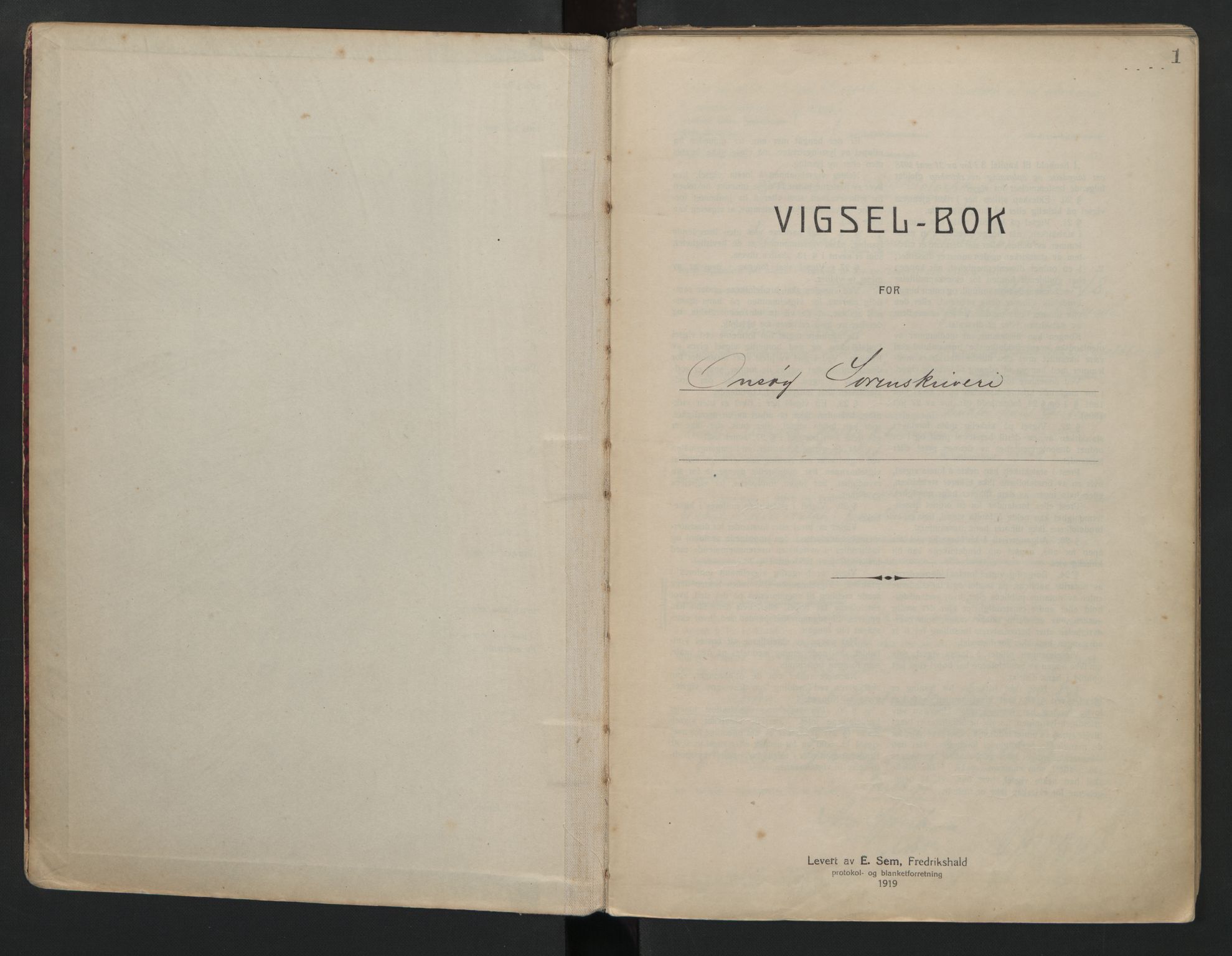 Onsøy sorenskriveri, AV/SAO-A-10474/L/La/L0001: Vigselsbok, 1920-1942, s. 1