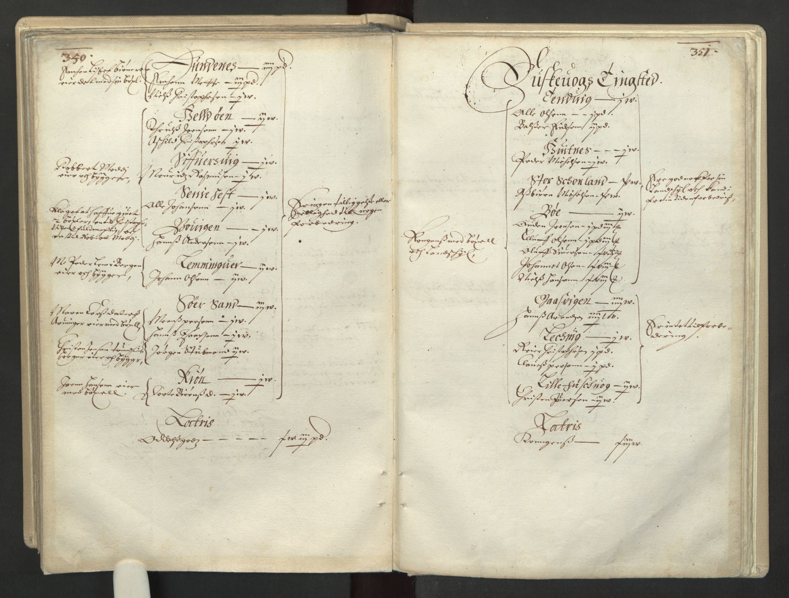 Rentekammeret inntil 1814, Realistisk ordnet avdeling, AV/RA-EA-4070/L/L0030/0001: Nordland lagdømme: / Alminnelig jordebok for Helgeland, Salten, Lofoten, Vesterålen, Andenes og Senja., 1661, s. 350-351
