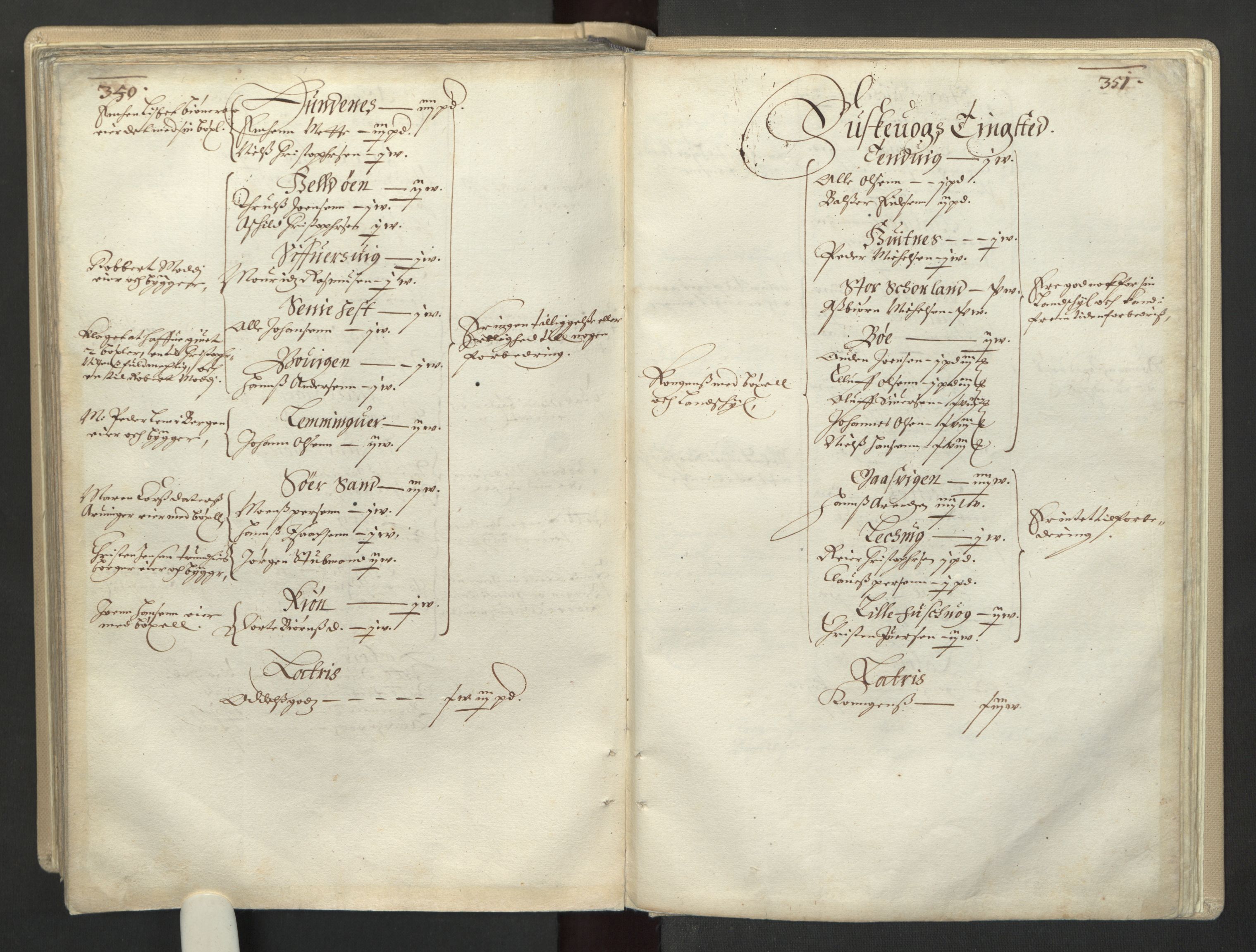 Rentekammeret inntil 1814, Realistisk ordnet avdeling, RA/EA-4070/L/L0030/0001: Nordland lagdømme: / Alminnelig jordebok for Helgeland, Salten, Lofoten, Vesterålen, Andenes og Senja., 1661, s. 350-351