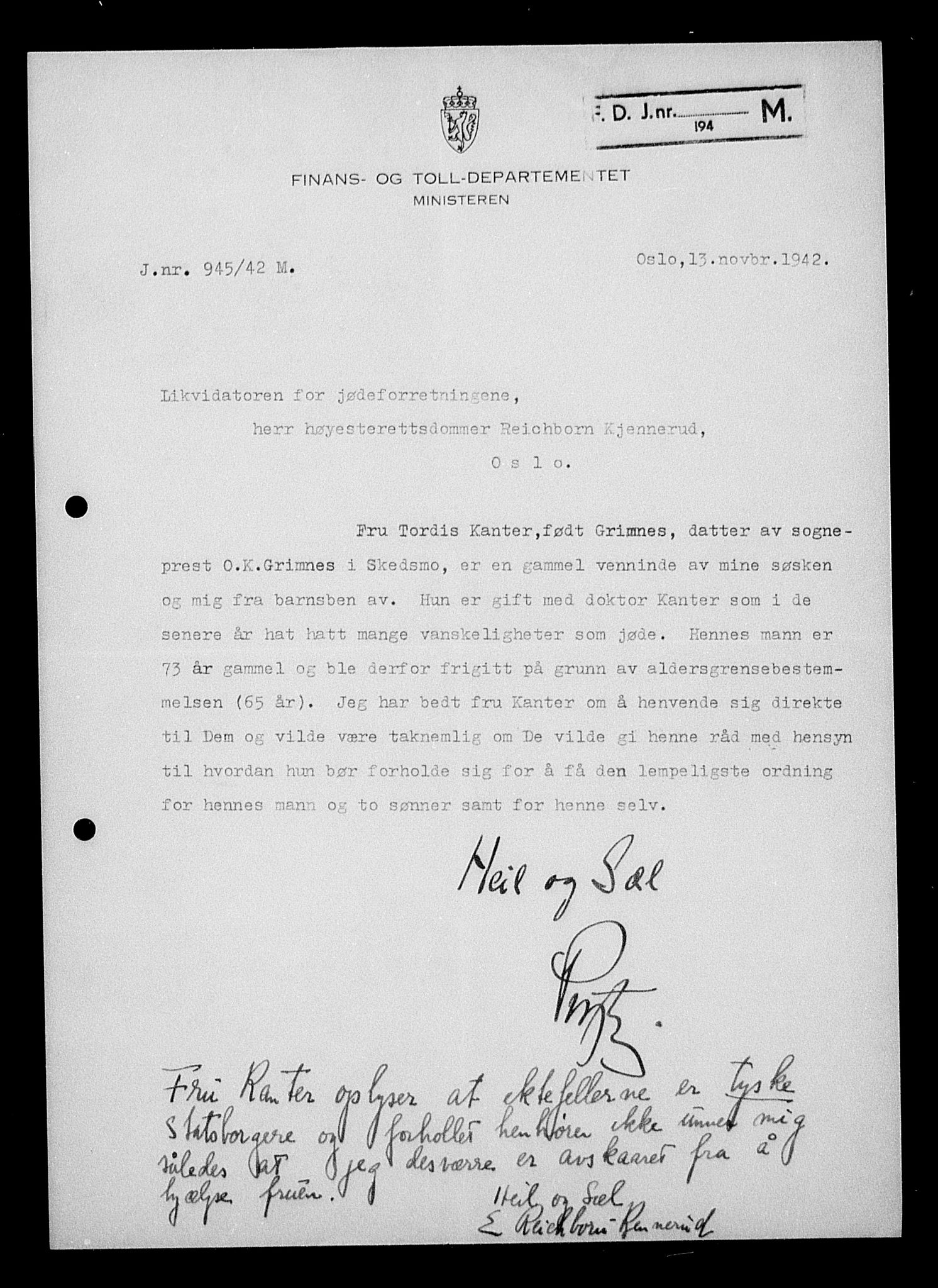 Justisdepartementet, Tilbakeføringskontoret for inndratte formuer, AV/RA-S-1564/H/Hc/Hcc/L0949: --, 1945-1947, s. 27