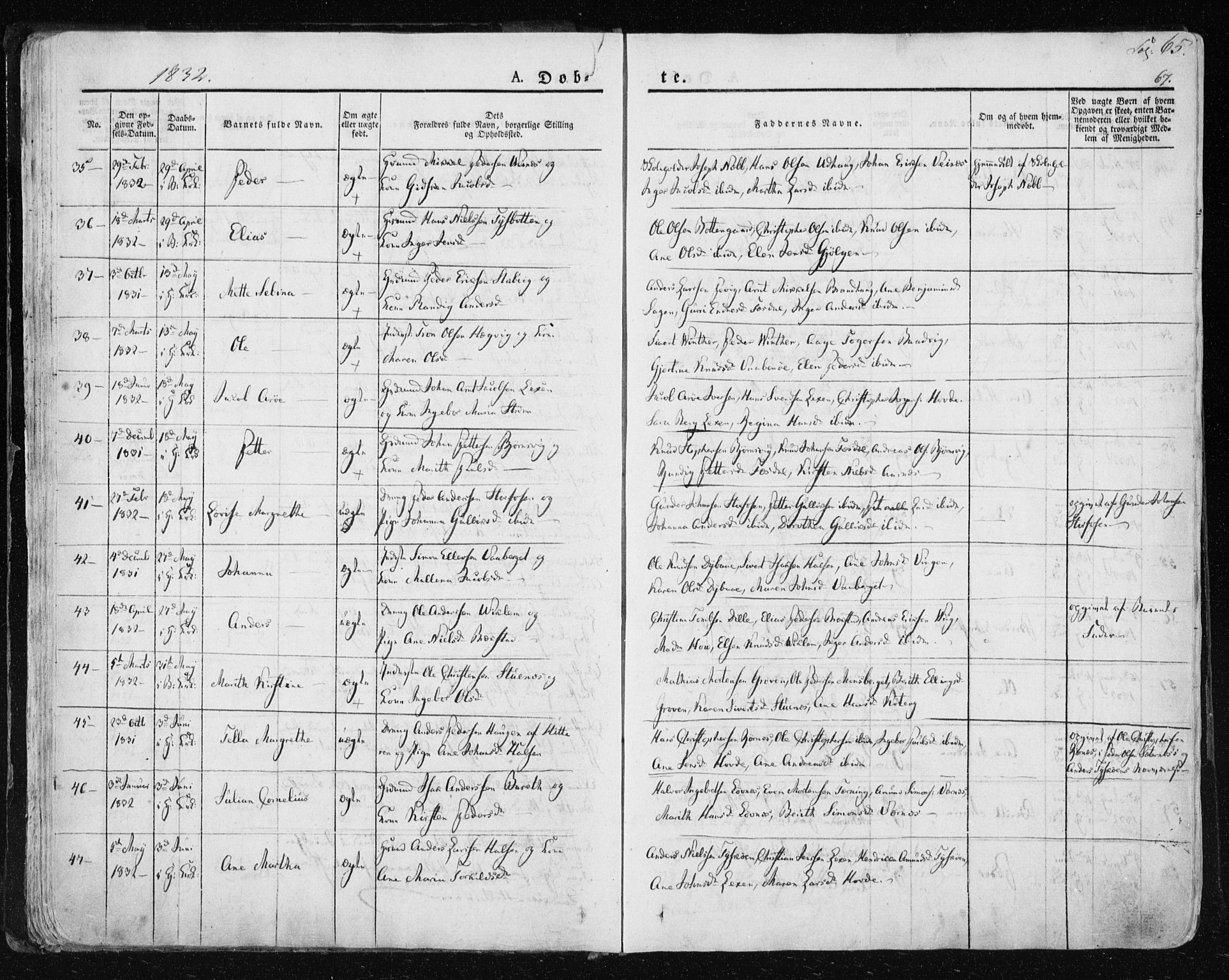 Ministerialprotokoller, klokkerbøker og fødselsregistre - Sør-Trøndelag, SAT/A-1456/659/L0735: Ministerialbok nr. 659A05, 1826-1841, s. 65