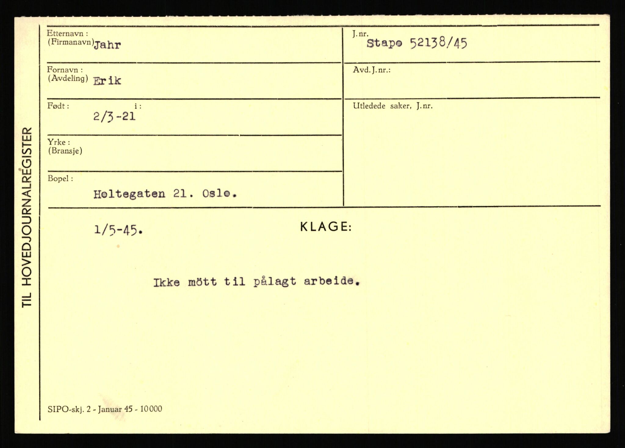 Statspolitiet - Hovedkontoret / Osloavdelingen, AV/RA-S-1329/C/Ca/L0007: Hol - Joelsen, 1943-1945, s. 2866