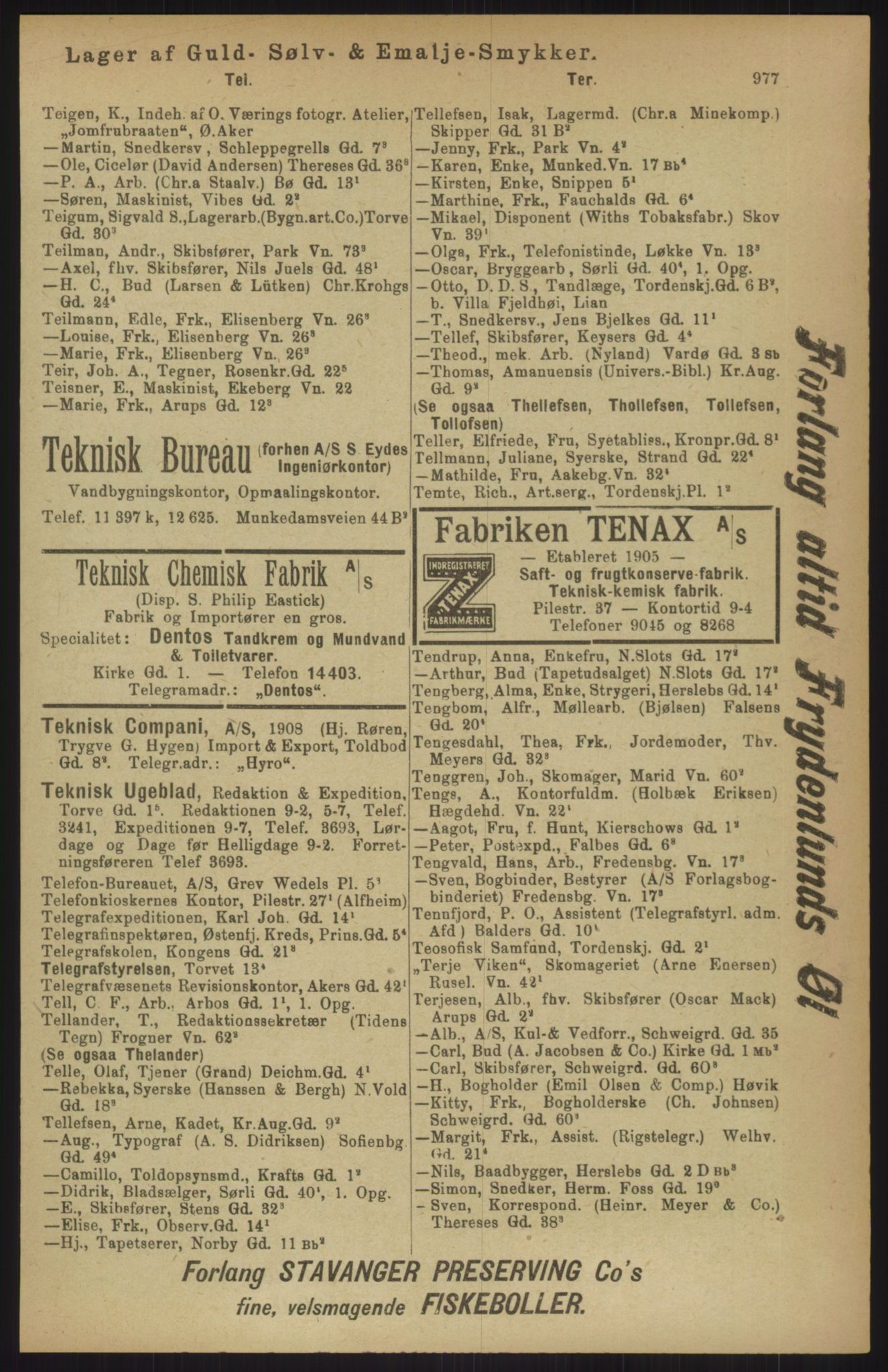 Kristiania/Oslo adressebok, PUBL/-, 1911, s. 977