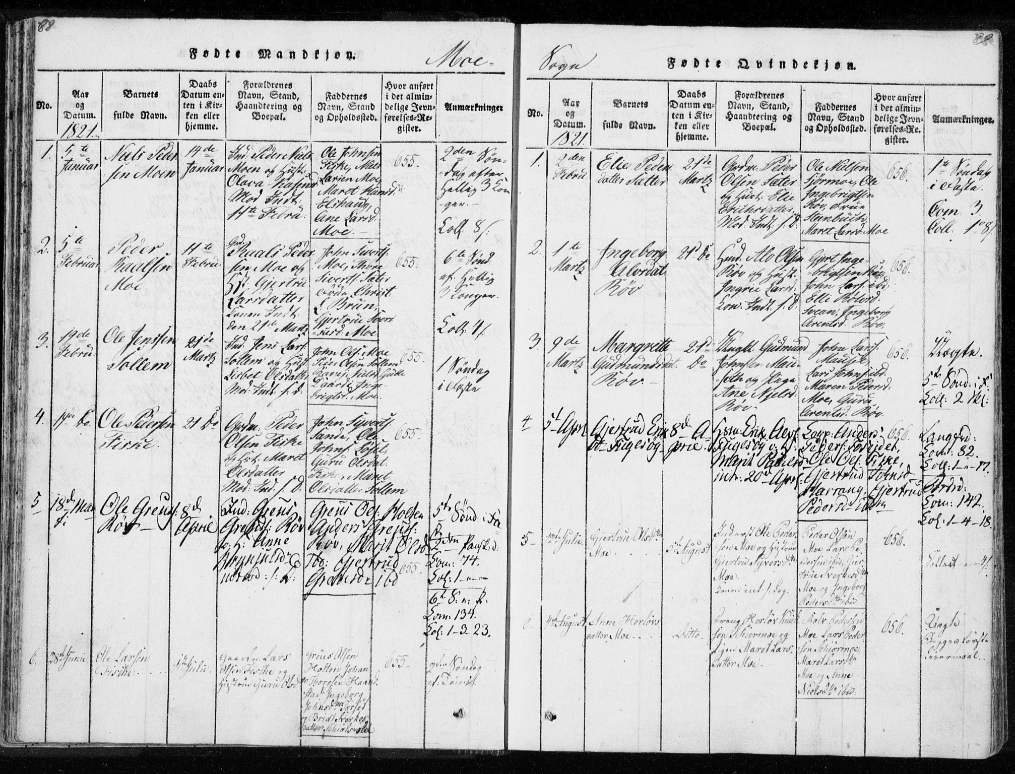 Ministerialprotokoller, klokkerbøker og fødselsregistre - Møre og Romsdal, AV/SAT-A-1454/595/L1041: Ministerialbok nr. 595A03, 1819-1829, s. 88-89