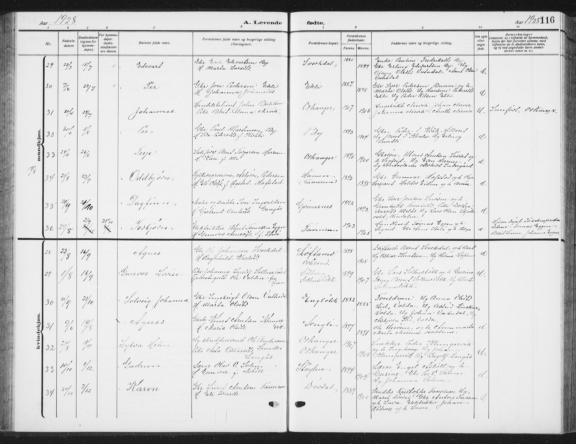 Ministerialprotokoller, klokkerbøker og fødselsregistre - Sør-Trøndelag, AV/SAT-A-1456/668/L0820: Klokkerbok nr. 668C09, 1912-1936, s. 116