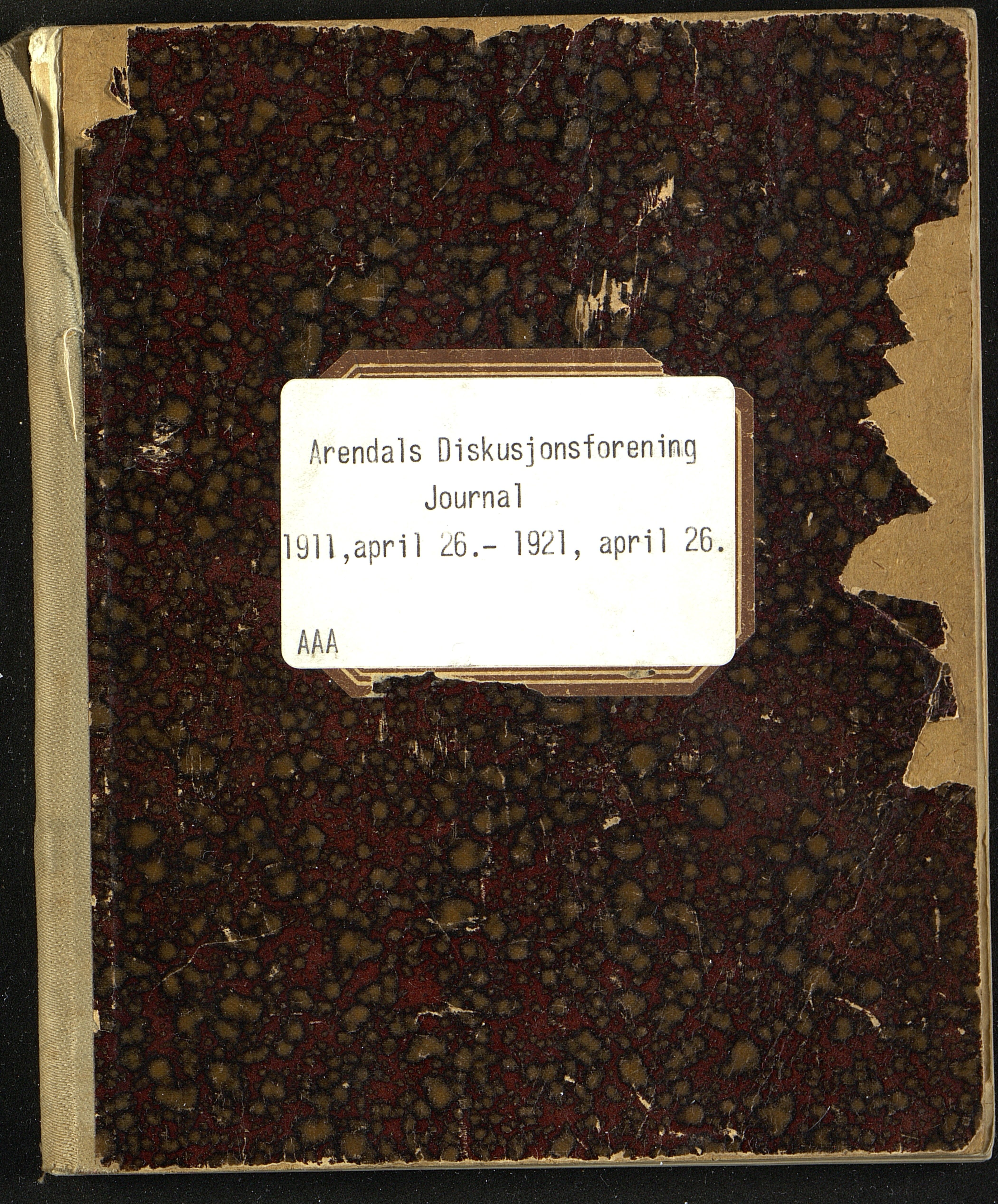 Samling av foreningsarkiv. A-Å, AAKS/PA-1059/F/L0009a/0001: Foreninger, Arendal / Arendals Diskusjonsforening, journal, 1911-1921