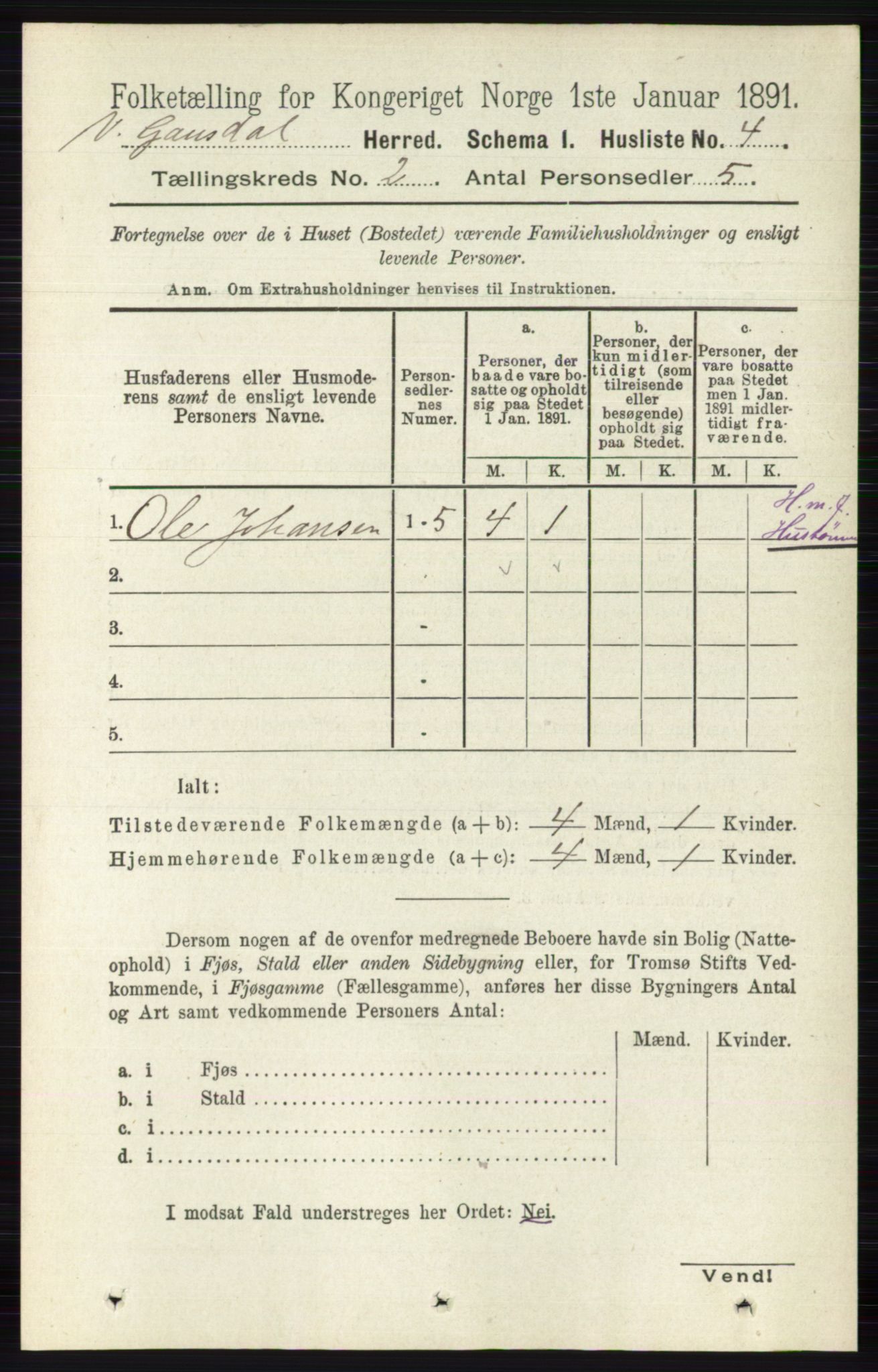 RA, Folketelling 1891 for 0523 Vestre Gausdal herred, 1891, s. 388