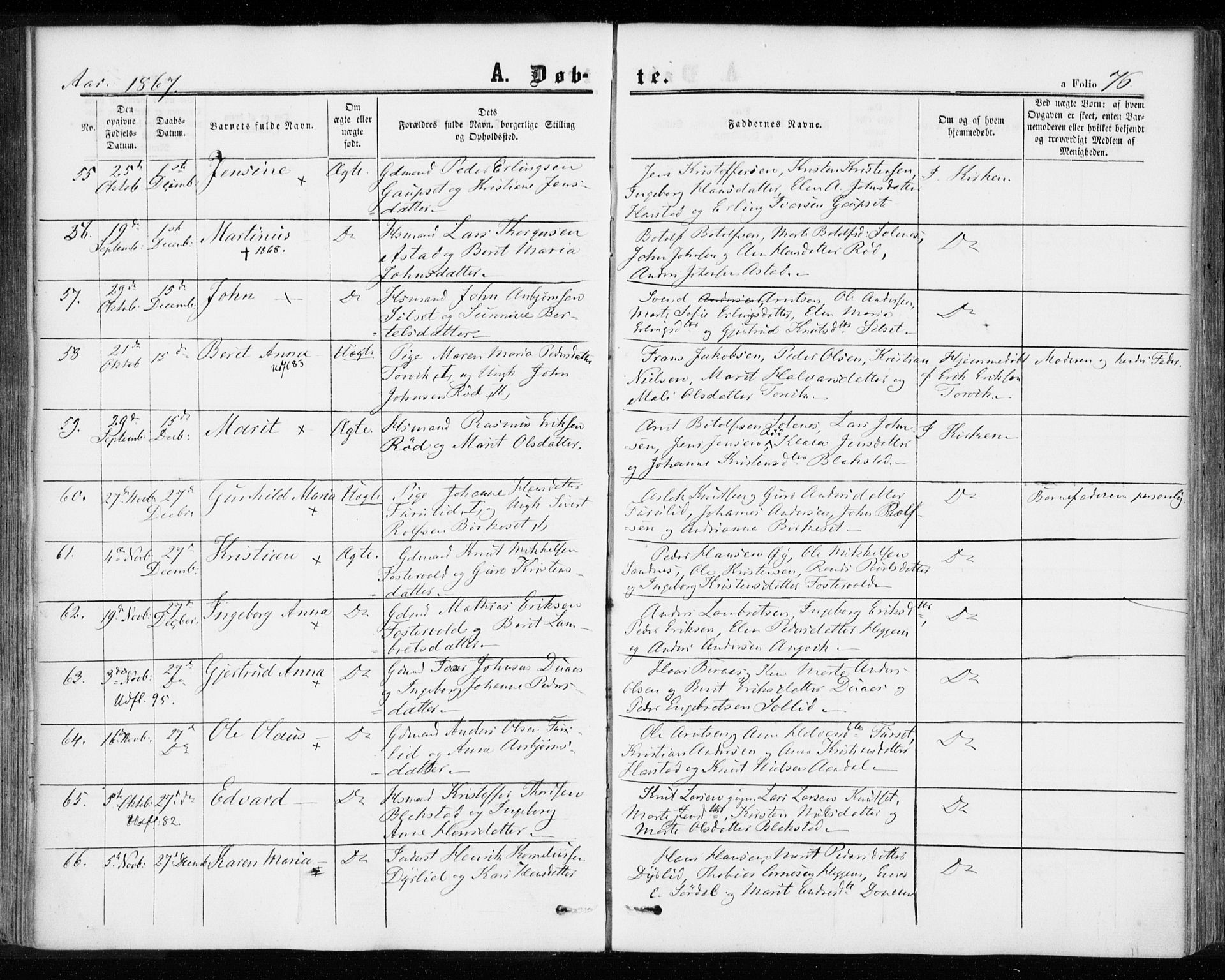 Ministerialprotokoller, klokkerbøker og fødselsregistre - Møre og Romsdal, AV/SAT-A-1454/584/L0965: Ministerialbok nr. 584A05, 1857-1868, s. 76