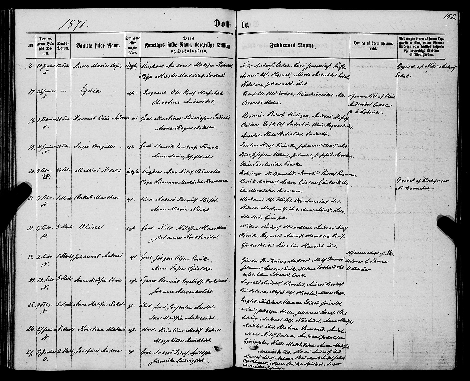 Førde sokneprestembete, AV/SAB-A-79901/H/Haa/Haaa/L0009: Ministerialbok nr. A 9, 1861-1877, s. 162