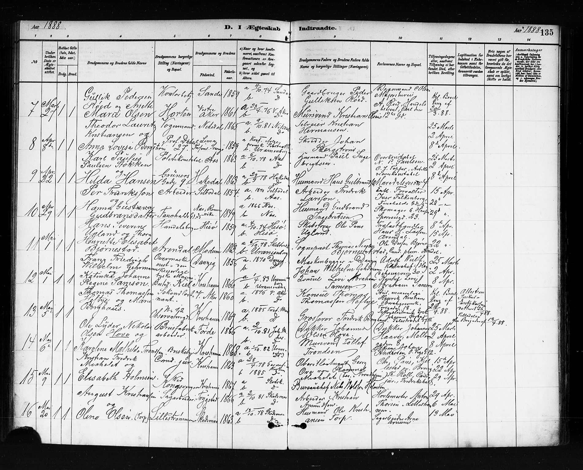 Uranienborg prestekontor Kirkebøker, AV/SAO-A-10877/F/Fa/L0002: Ministerialbok nr. I 2, 1880-1896, s. 135
