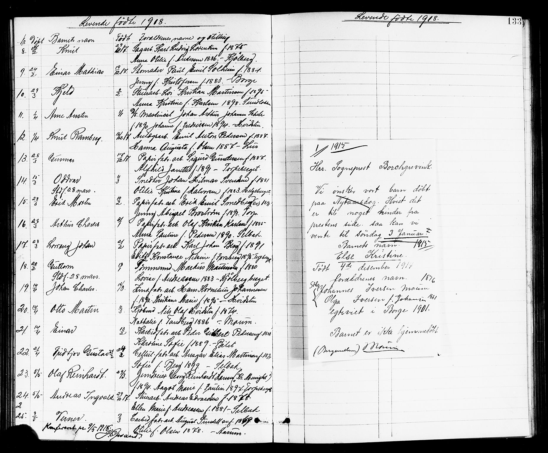 Borge prestekontor Kirkebøker, AV/SAO-A-10903/G/Ga/L0002: Klokkerbok nr. I 2, 1875-1923, s. 133