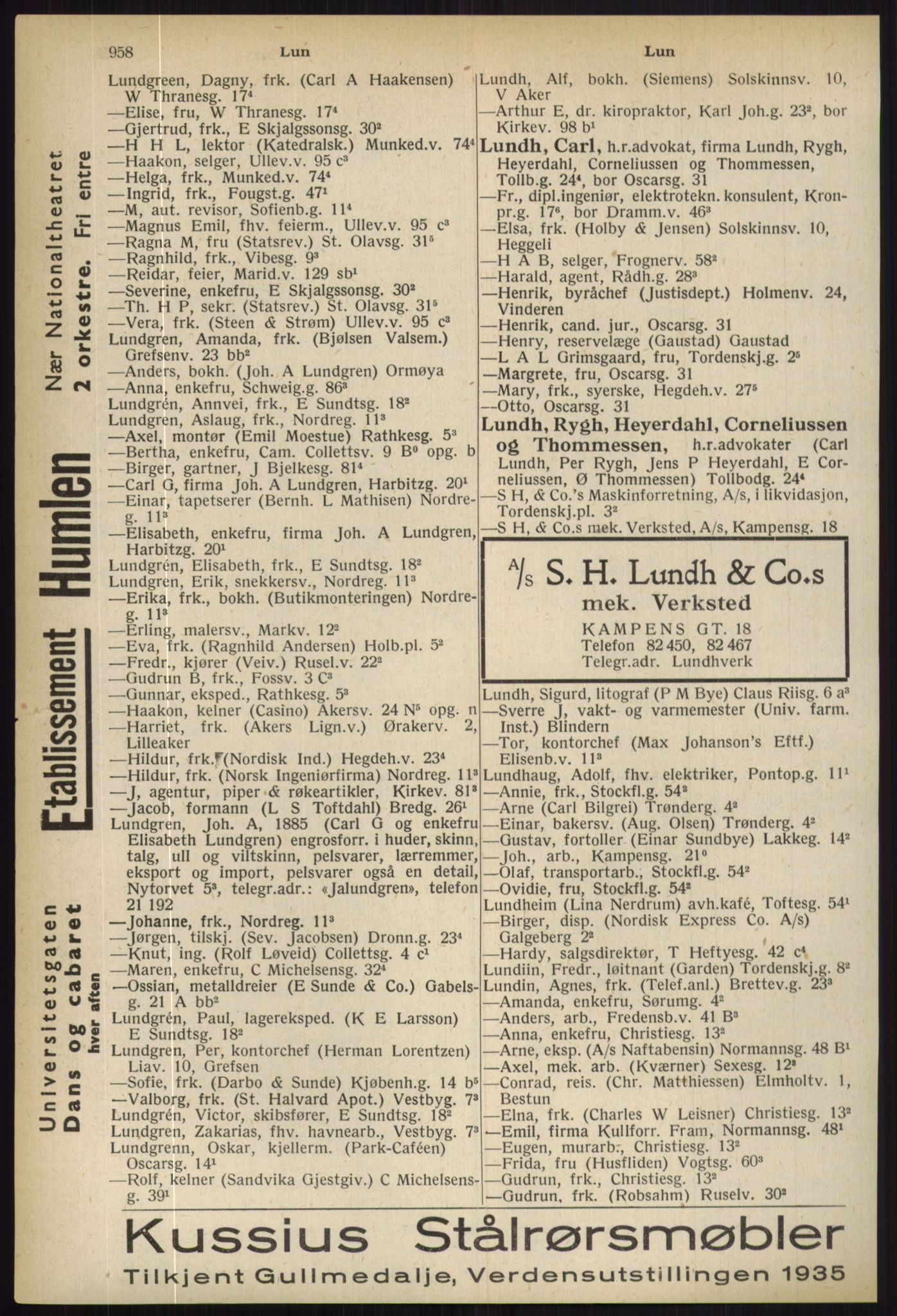 Kristiania/Oslo adressebok, PUBL/-, 1936, s. 958