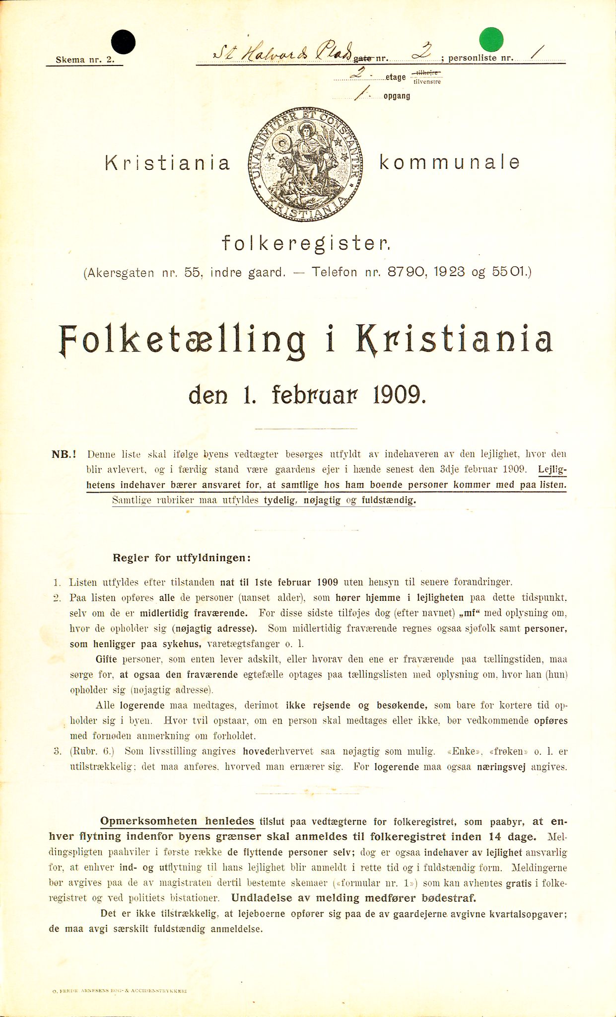 OBA, Kommunal folketelling 1.2.1909 for Kristiania kjøpstad, 1909, s. 79879