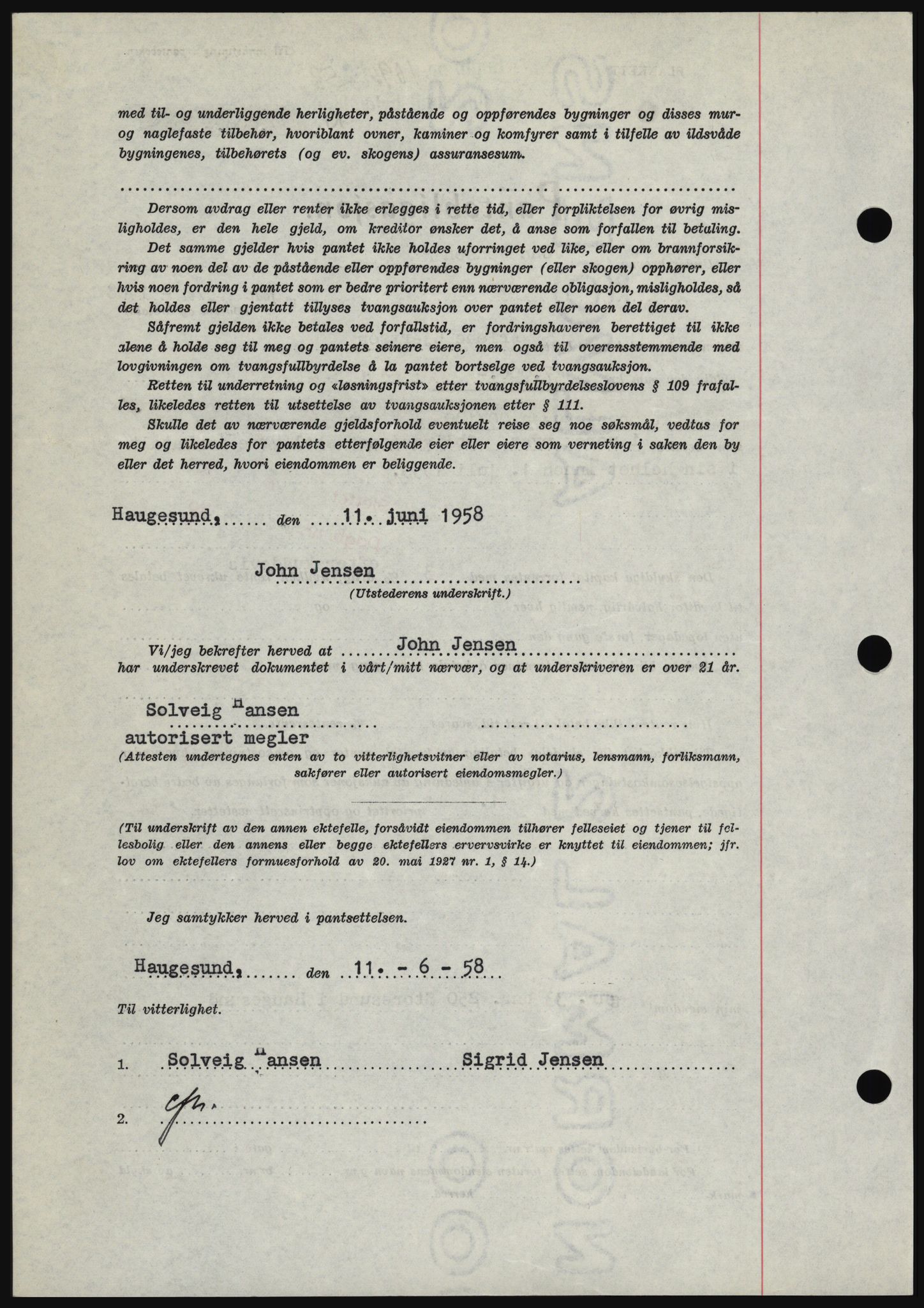 Haugesund tingrett, SAST/A-101415/01/II/IIC/L0044: Pantebok nr. B 44, 1958-1959, Dagboknr: 1096/1958