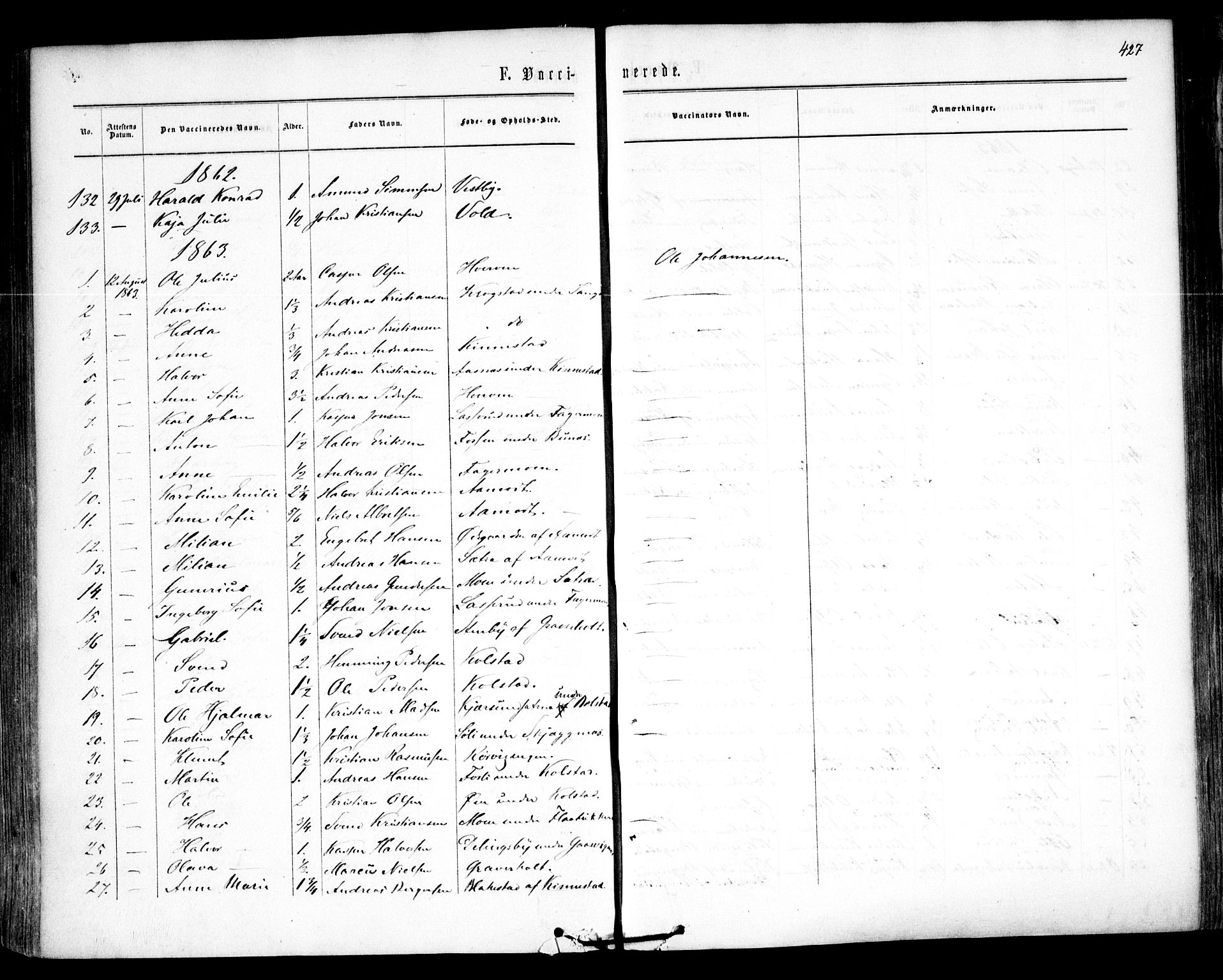 Høland prestekontor Kirkebøker, SAO/A-10346a/F/Fa/L0011: Ministerialbok nr. I 11, 1862-1869, s. 427
