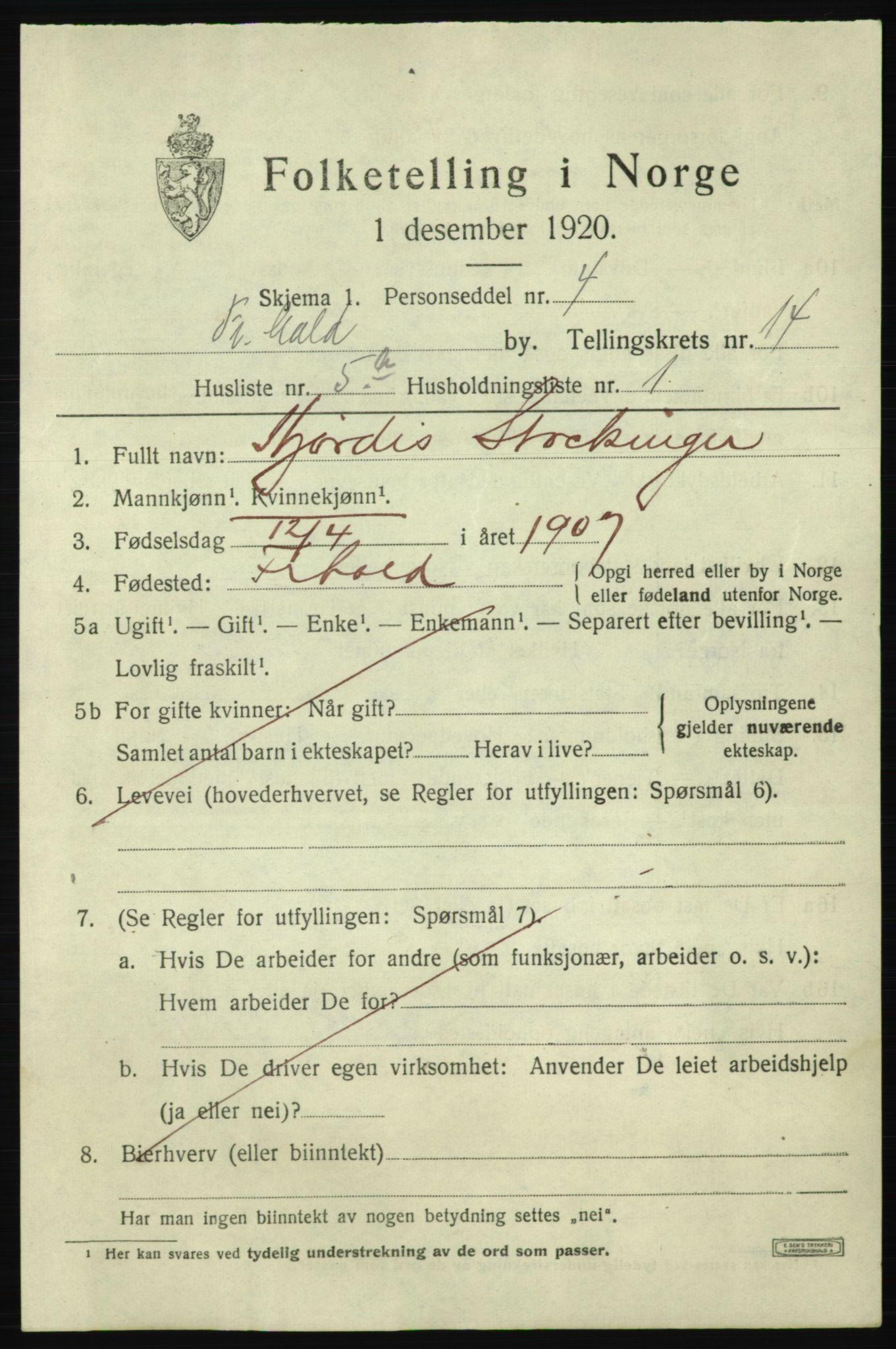 SAO, Folketelling 1920 for 0101 Fredrikshald kjøpstad, 1920, s. 22273