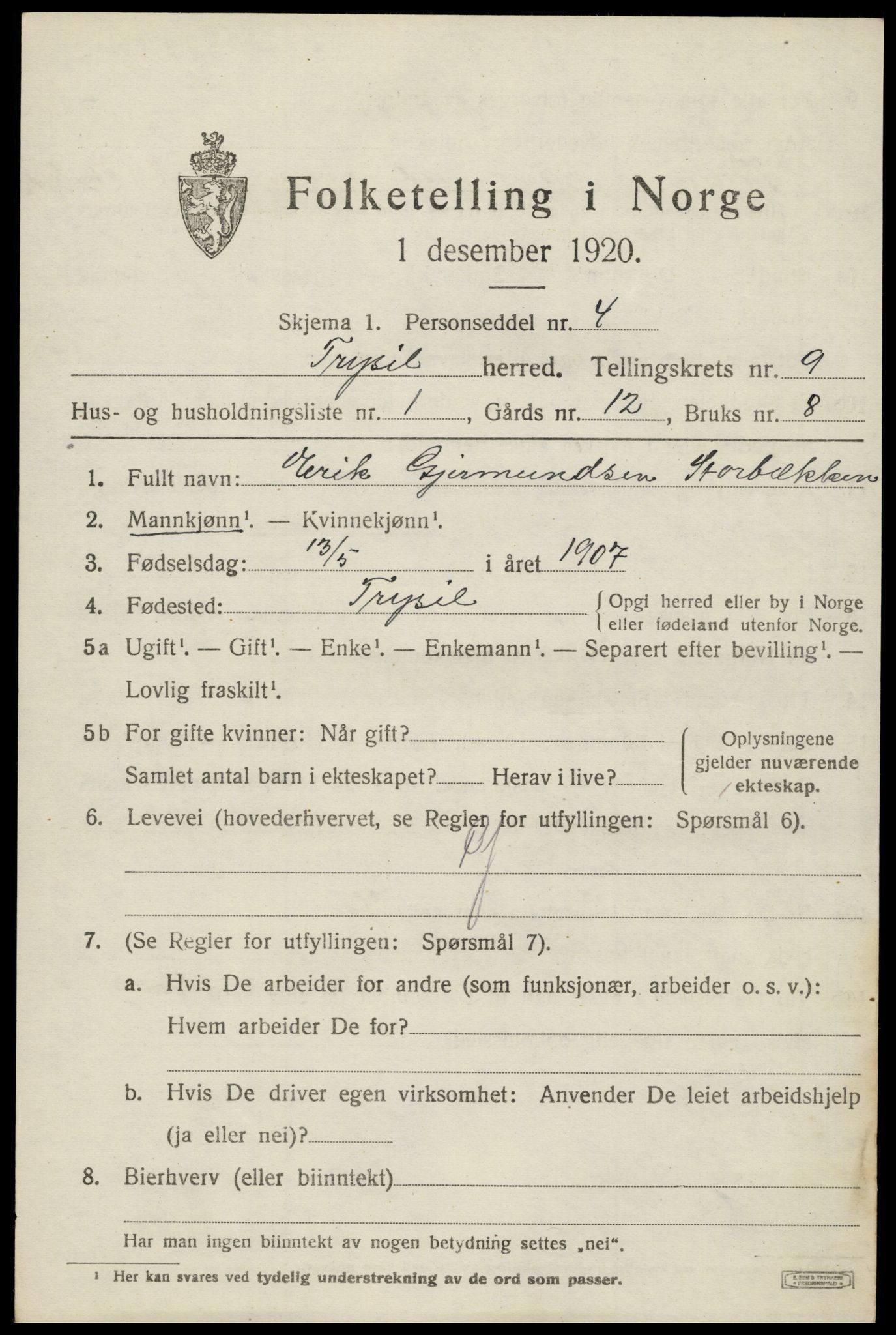 SAH, Folketelling 1920 for 0428 Trysil herred, 1920, s. 6561