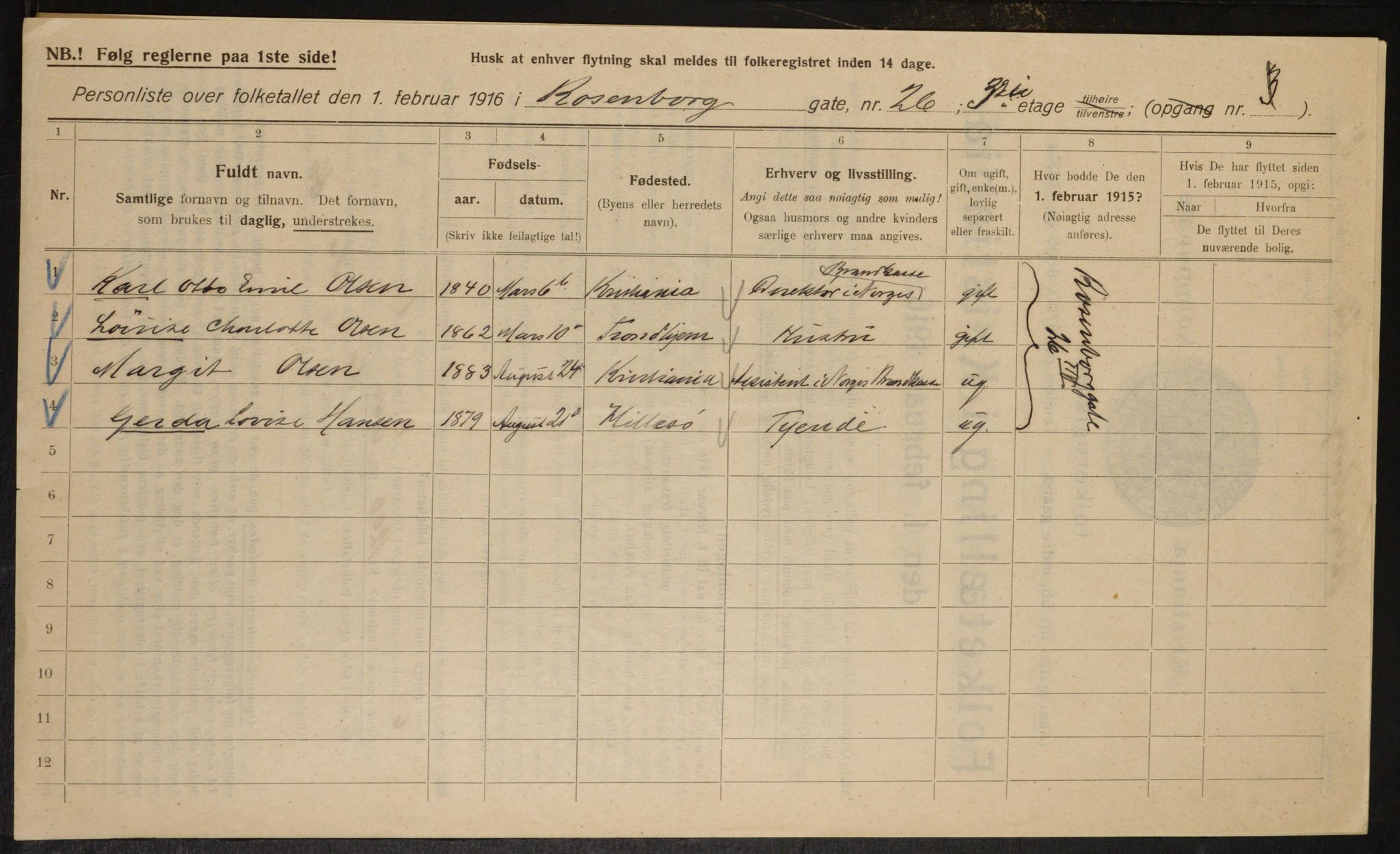 OBA, Kommunal folketelling 1.2.1916 for Kristiania, 1916, s. 85827