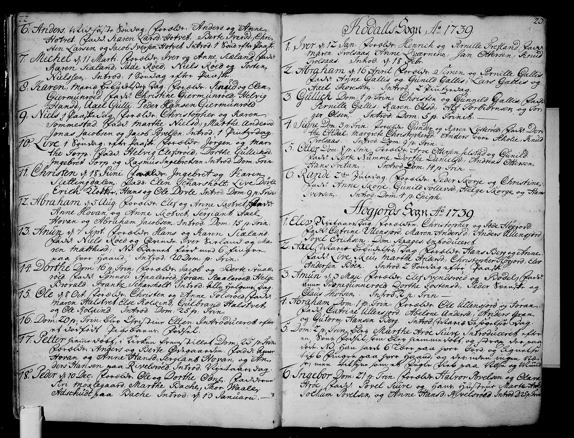 Andebu kirkebøker, AV/SAKO-A-336/F/Fa/L0002: Ministerialbok nr. I 2, 1733-1802, s. 22-23