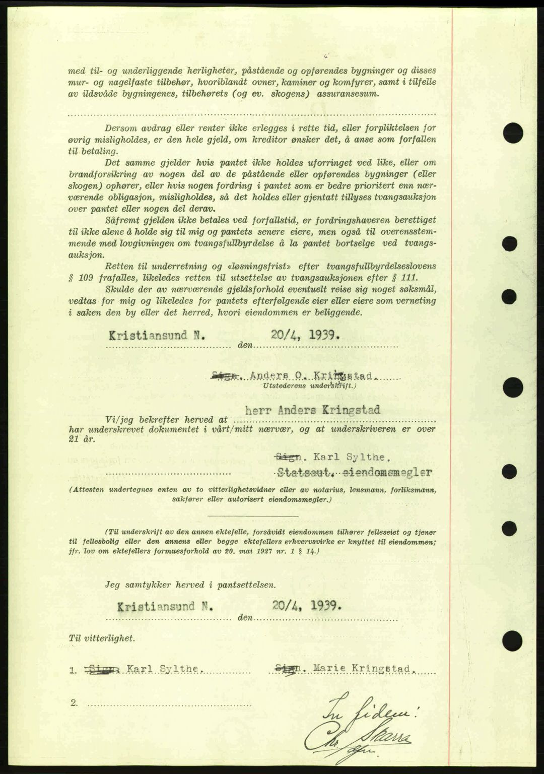 Kristiansund byfogd, AV/SAT-A-4587/A/27: Pantebok nr. 31, 1938-1939, Dagboknr: 318/1939