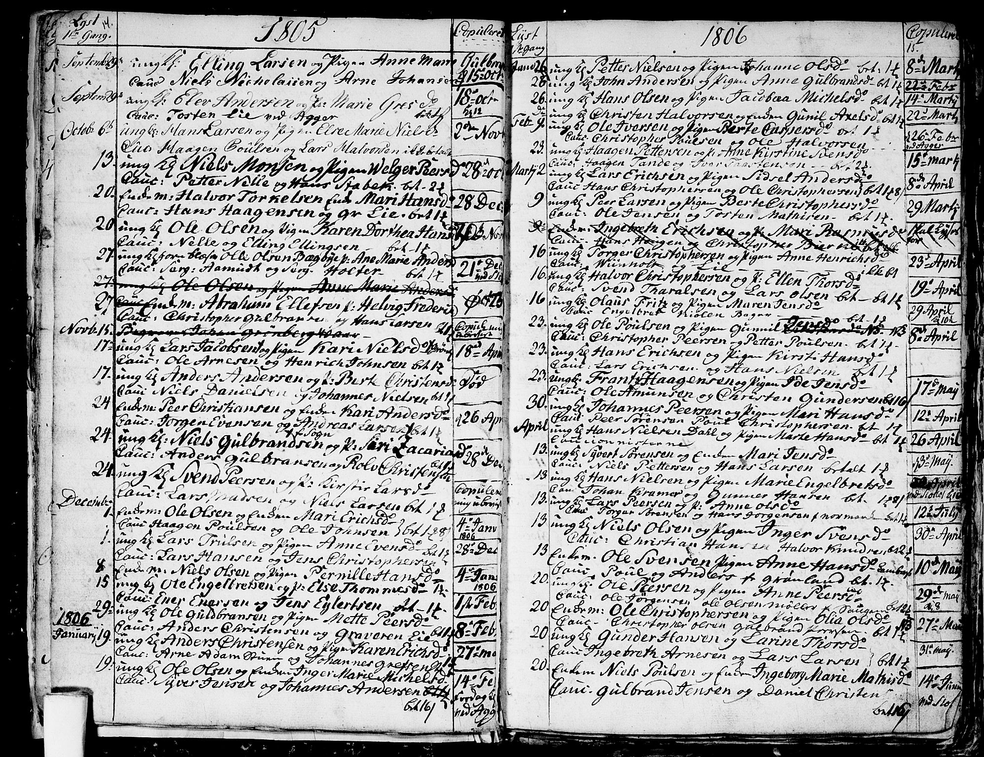 Aker prestekontor kirkebøker, SAO/A-10861/G/L0001: Klokkerbok nr. 1, 1796-1826, s. 14-15