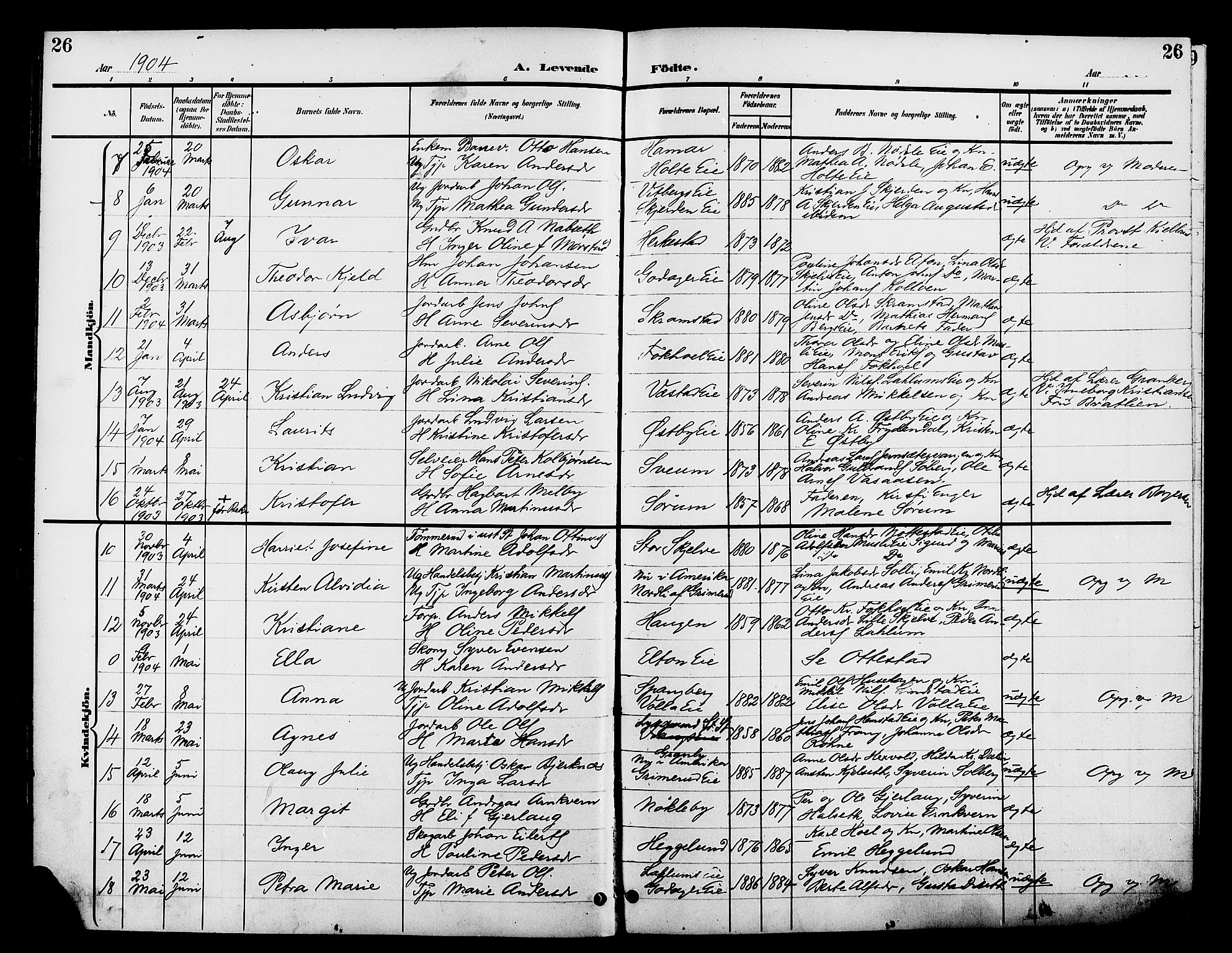Stange prestekontor, AV/SAH-PREST-002/L/L0012: Klokkerbok nr. 12, 1900-1908, s. 26