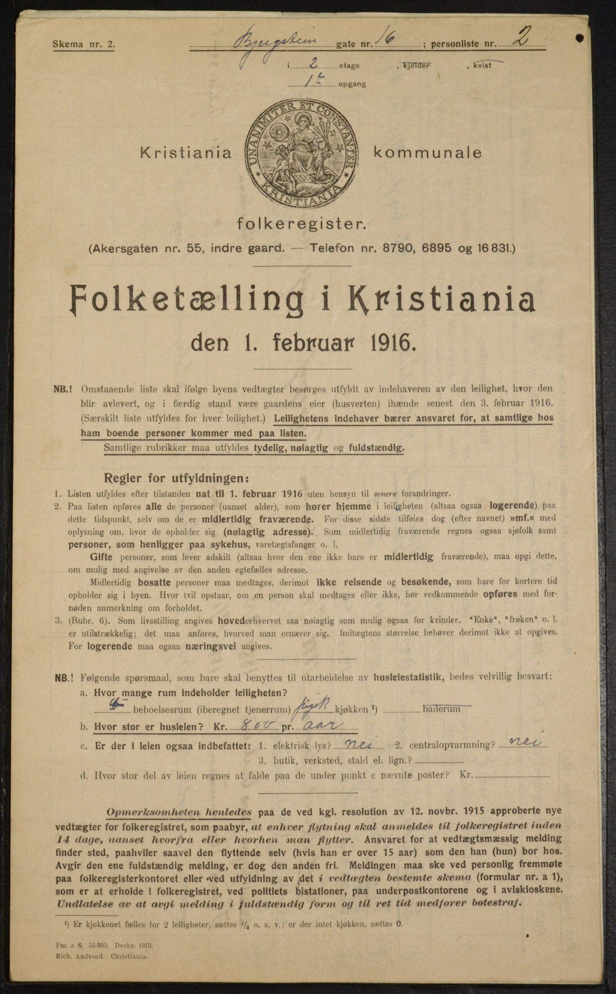 OBA, Kommunal folketelling 1.2.1916 for Kristiania, 1916, s. 4617